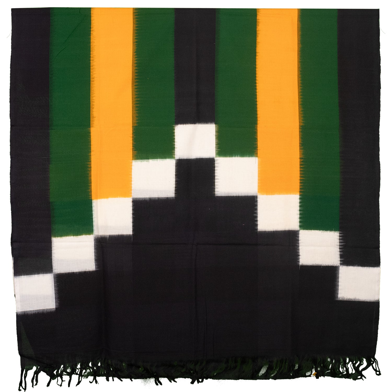 Black & Mustard Yellow Geometric Sambalpuri Single Ikat Cotton Dupatta