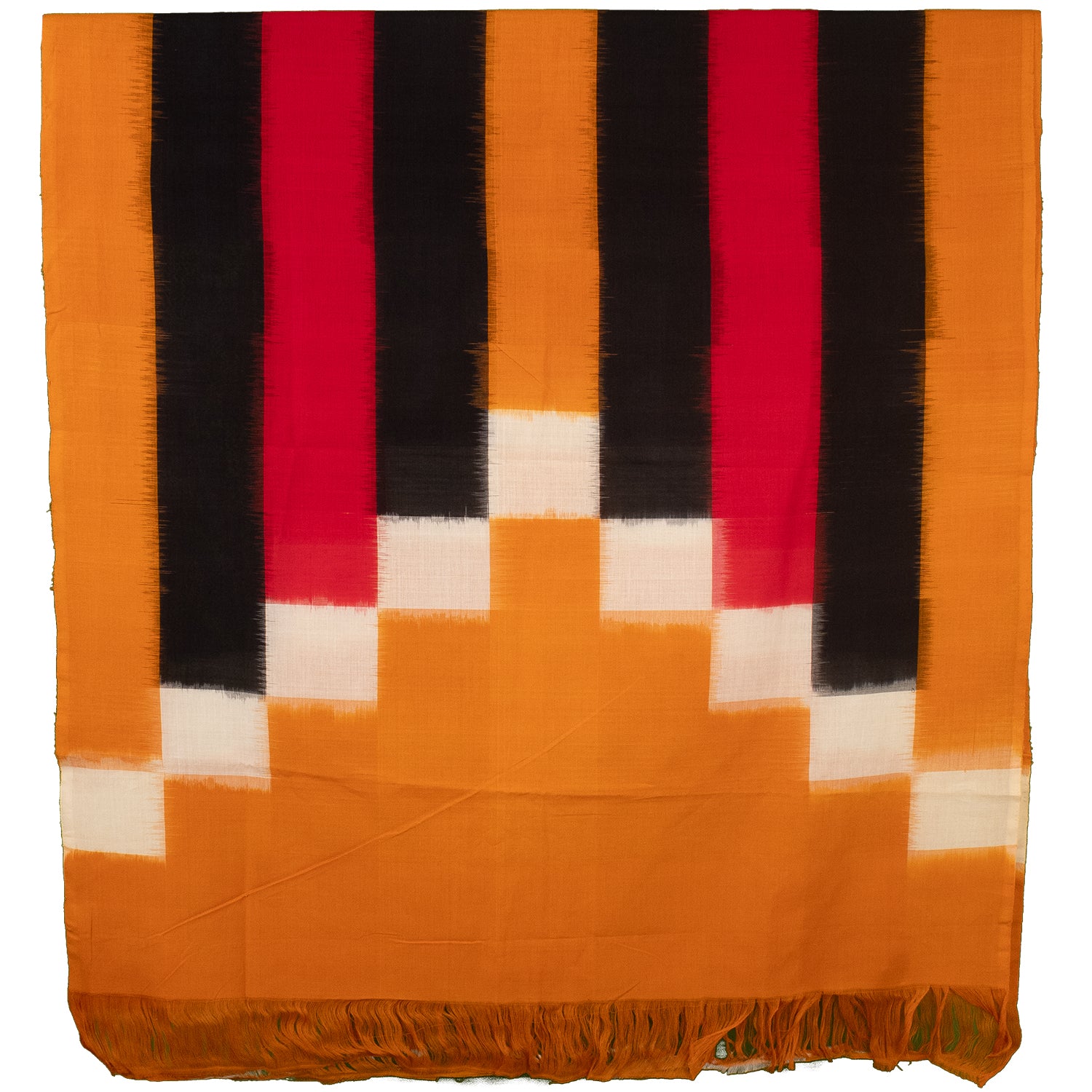 Orange Multicolour Cotton Pochampally Handloom Dupatta