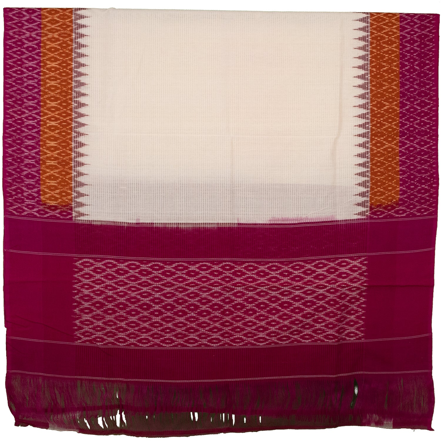 White Cotton Pochampally Handloom Dupatta