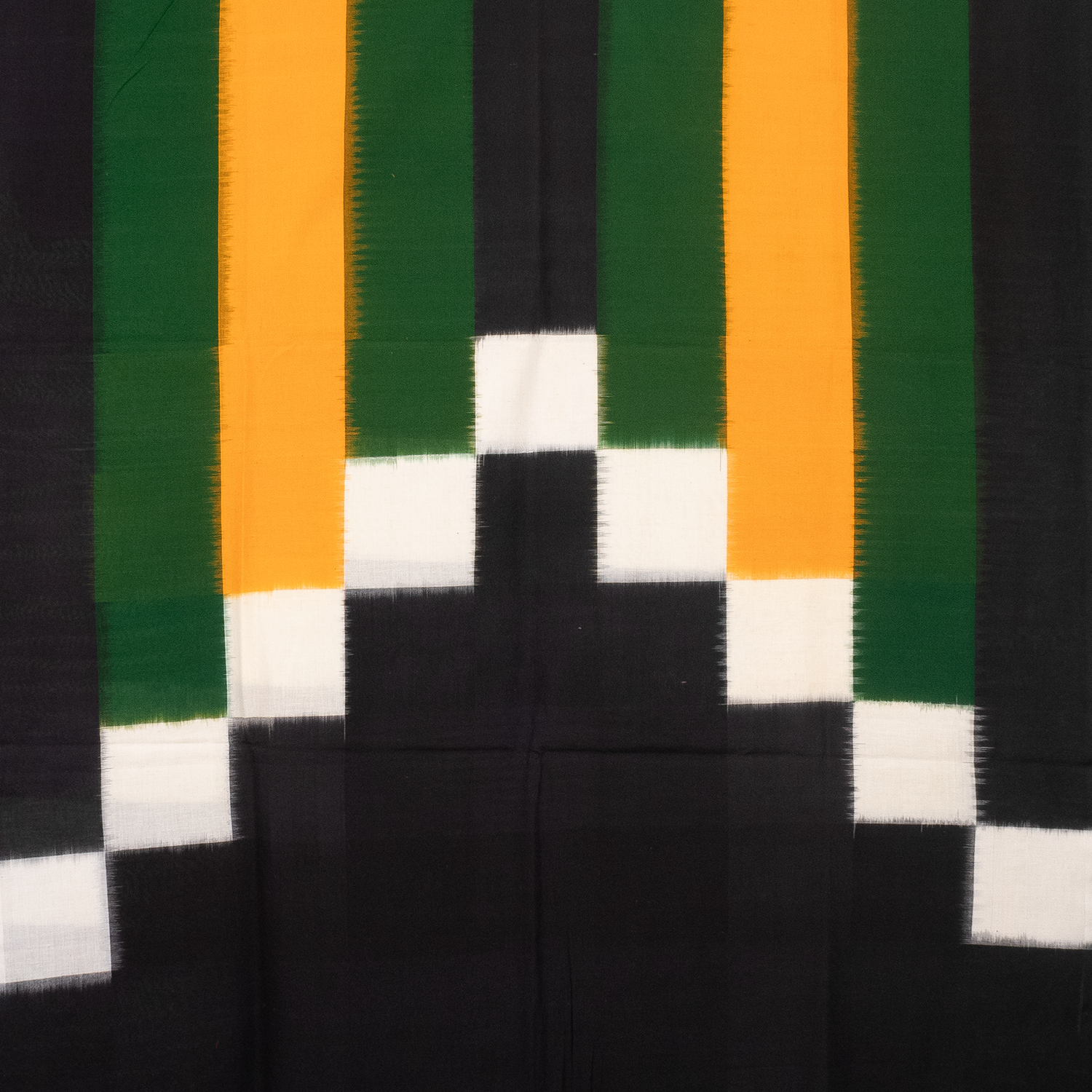 Black & Mustard Yellow Geometric Sambalpuri Single Ikat Cotton Dupatta