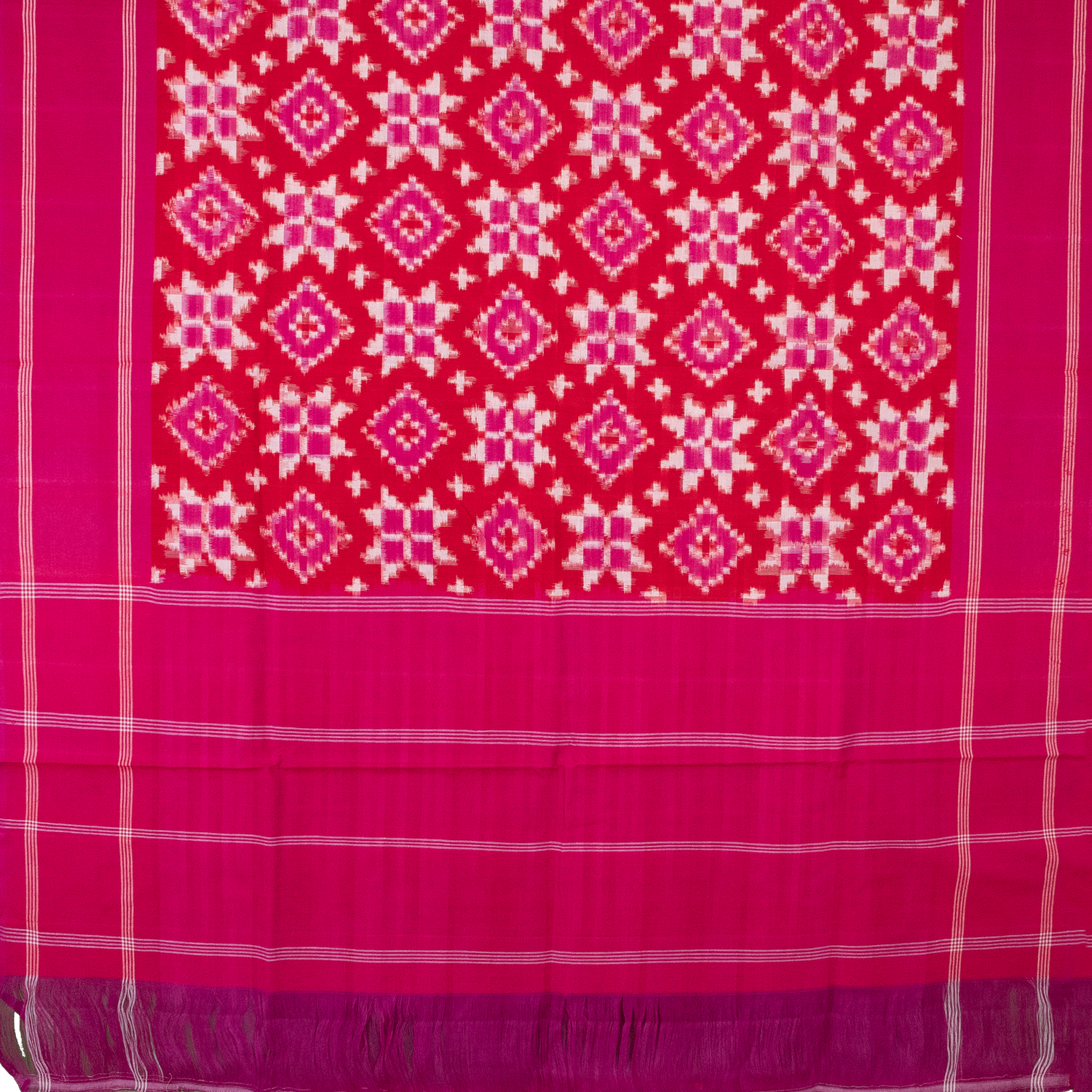 Pink Cotton Pochampally Double Ikkat Handloom Dupatta