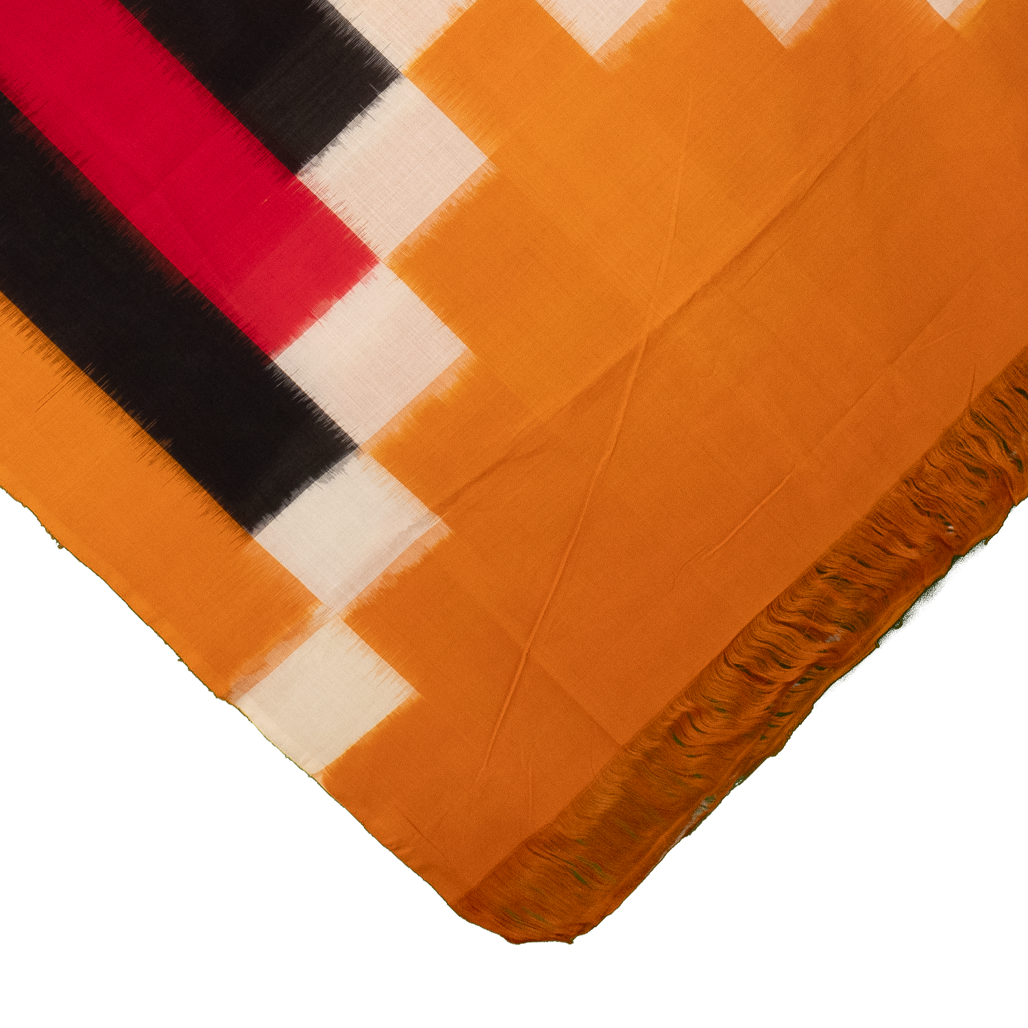 Orange Multicolour Cotton Pochampally Handloom Dupatta