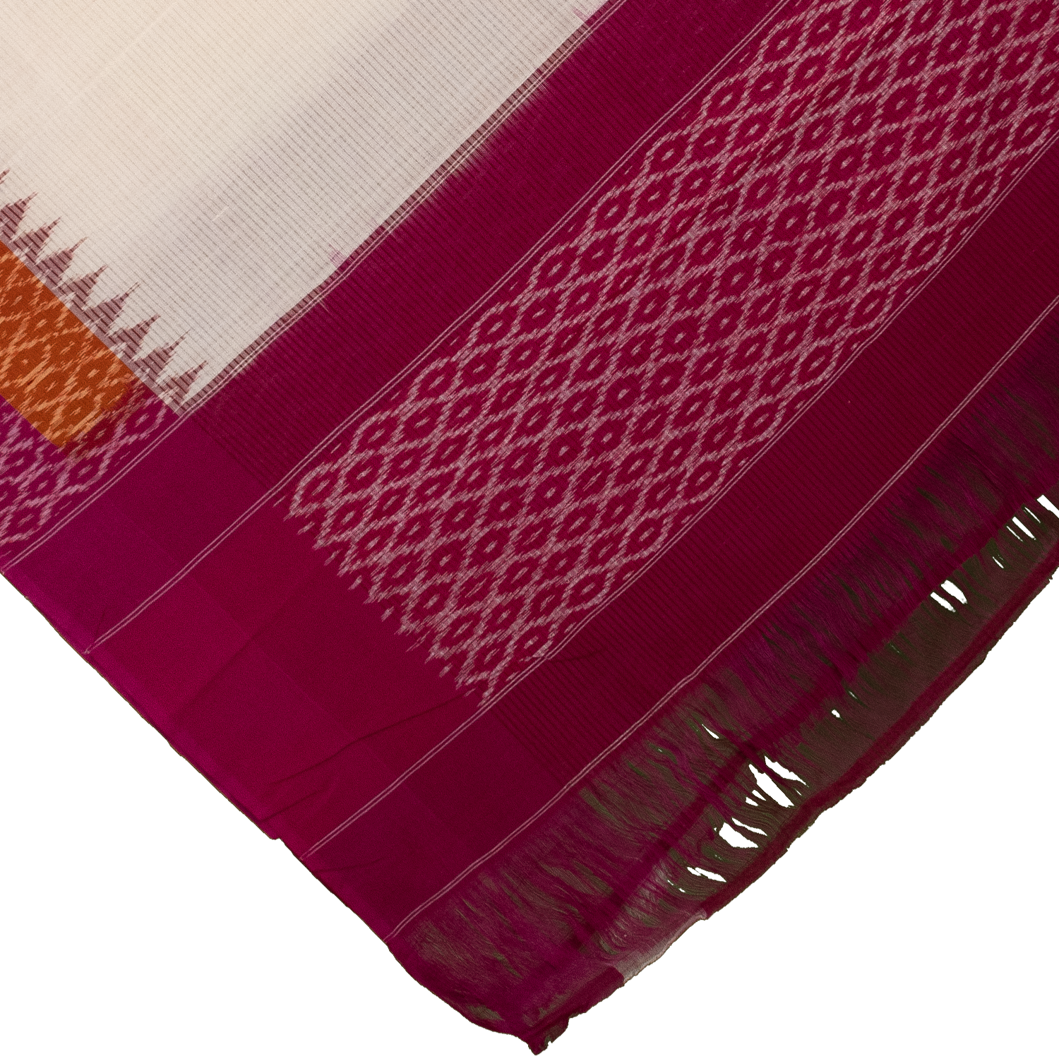 White Cotton Pochampally Handloom Dupatta