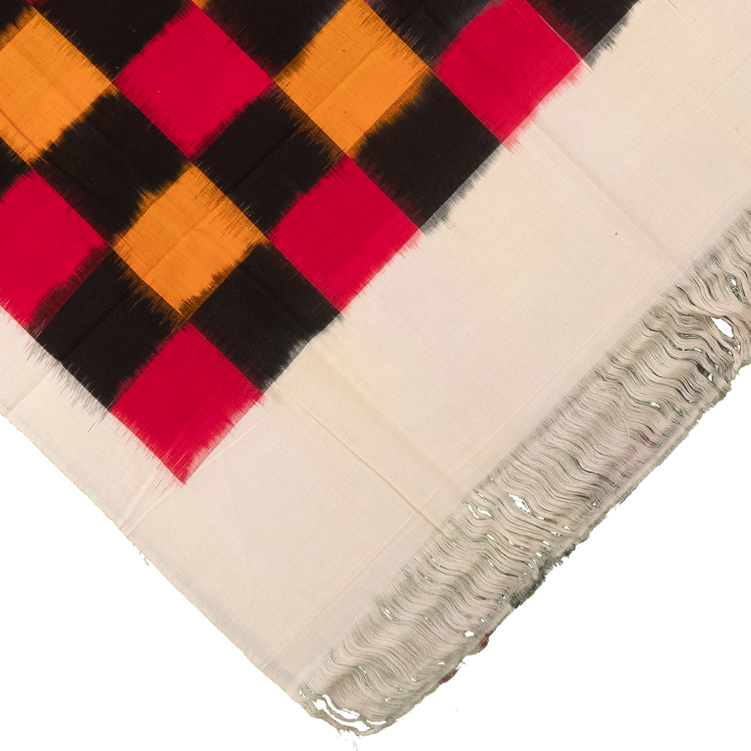 Jet Black & Madder Red Geometric Telia Rumal Double Ikat Cotton Dupatta
