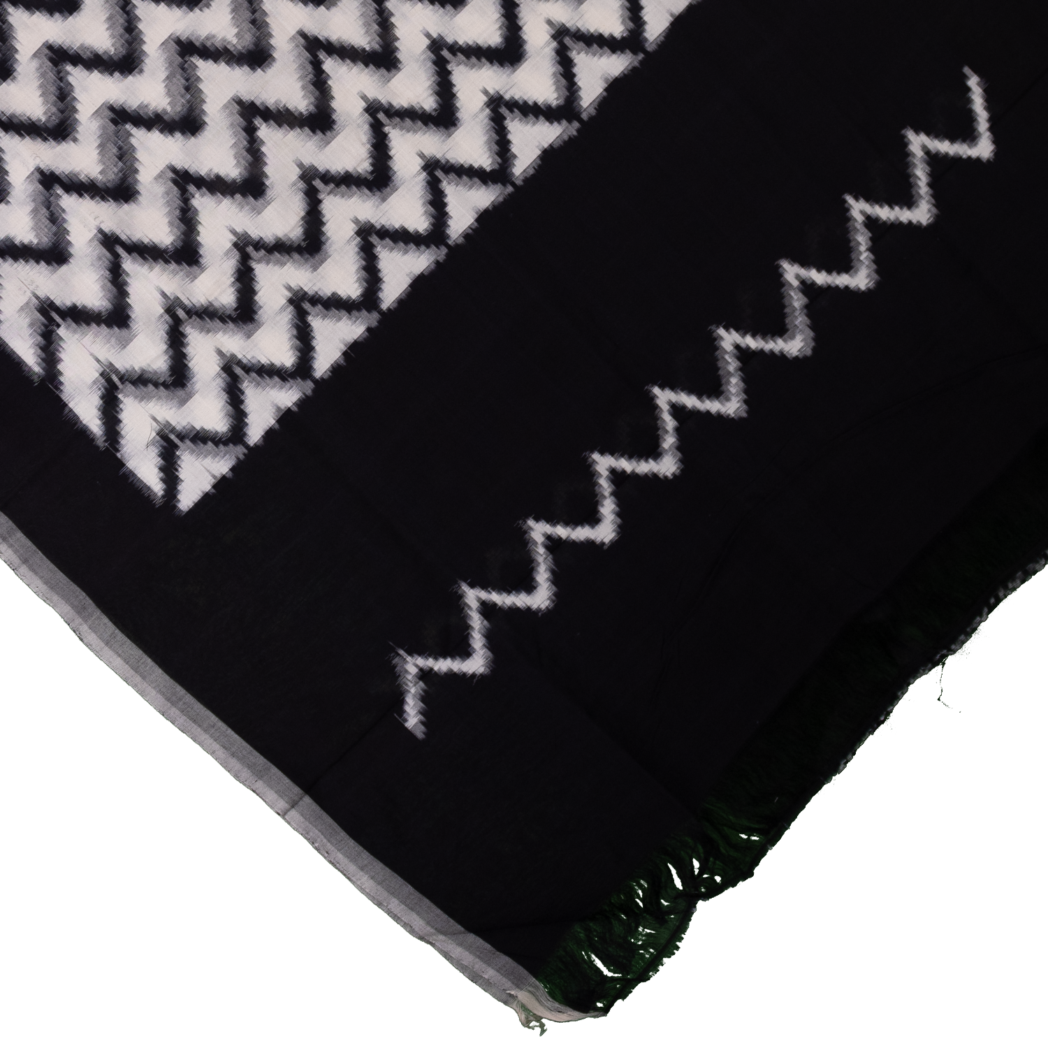 Ethnica Black & White Ikat Zig-Zag Handloom Dupatta