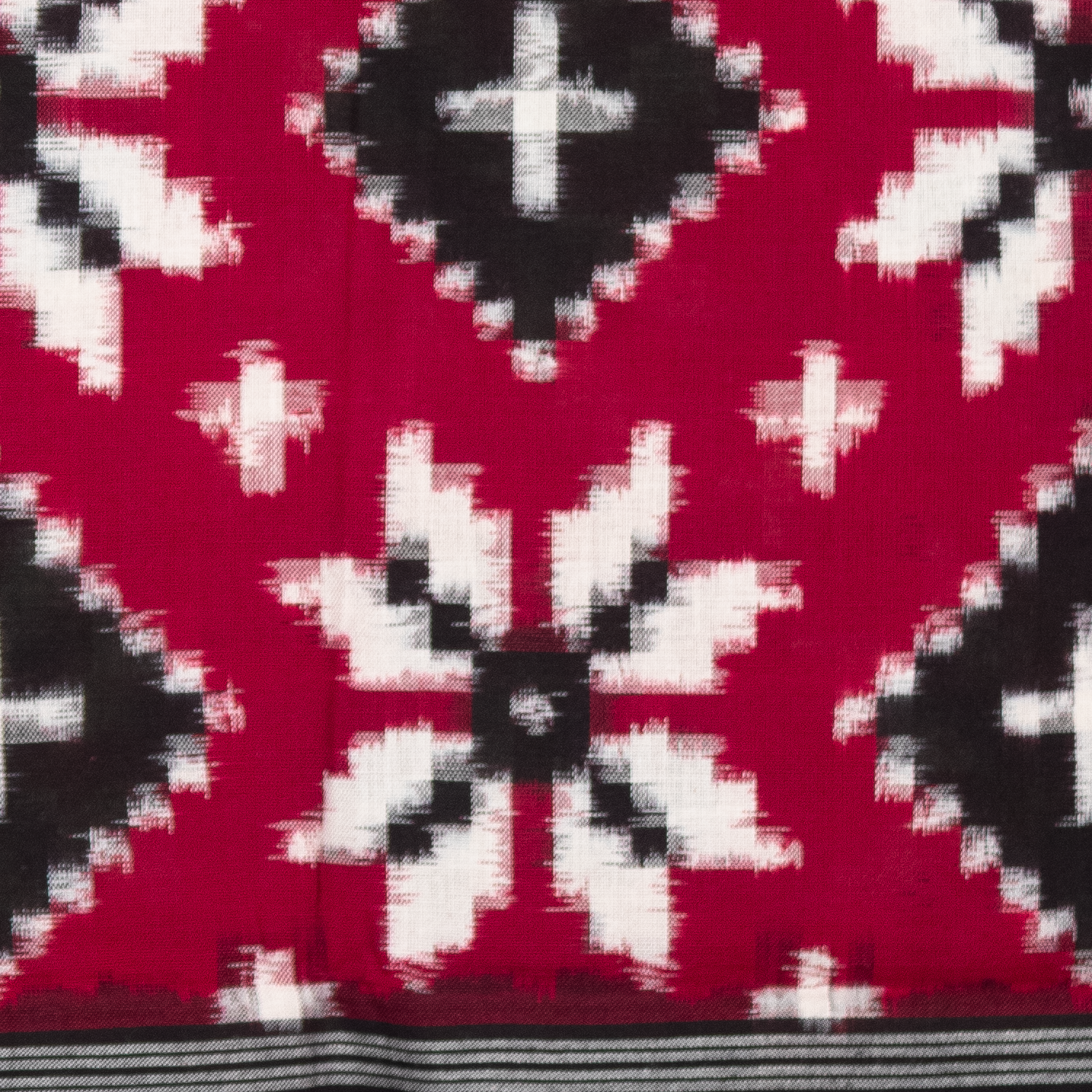 Red Cotton Pochampally Telia Rumal Double Ikkat Handloom Dupatta