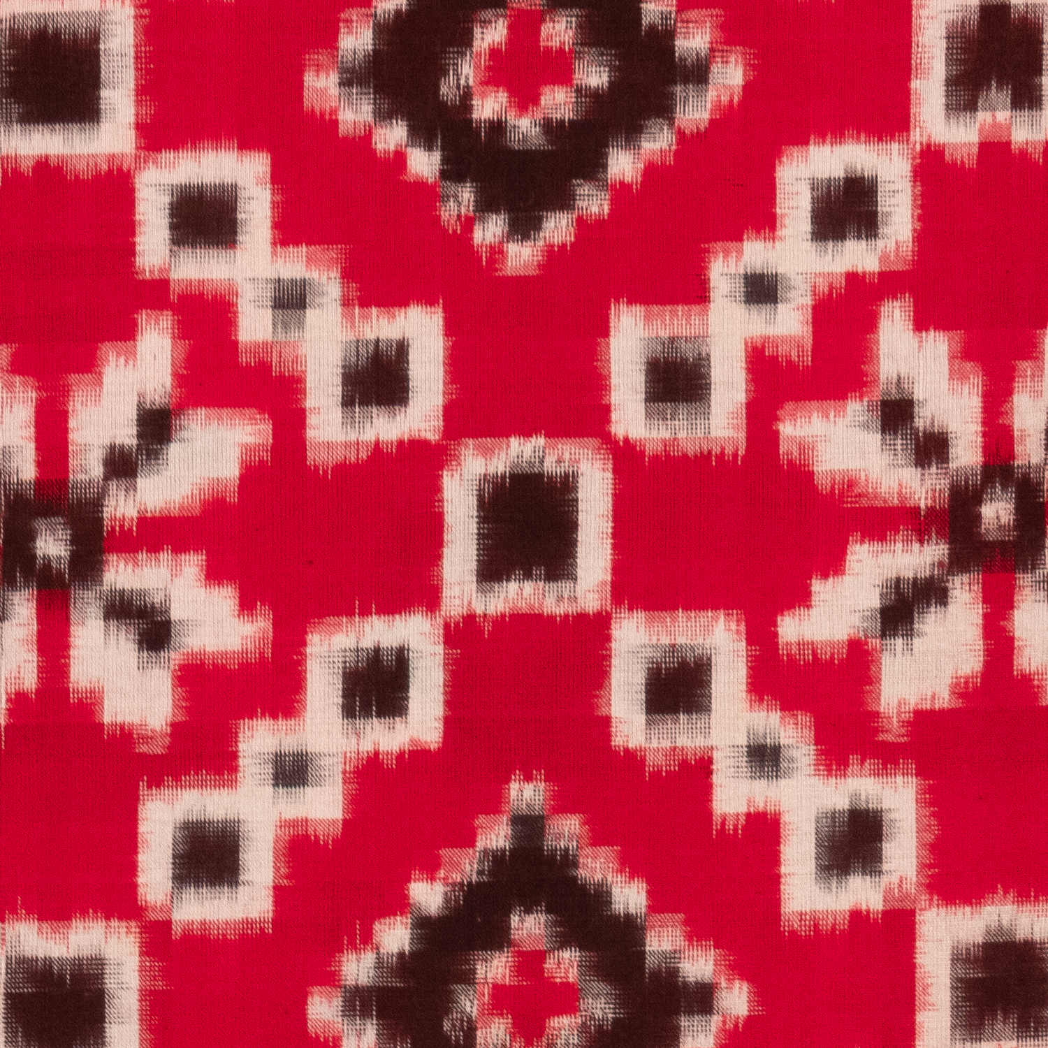 Crimson Red & Charcoal Black Geometric Telia Rumal Double Ikat Cotton Dupatta