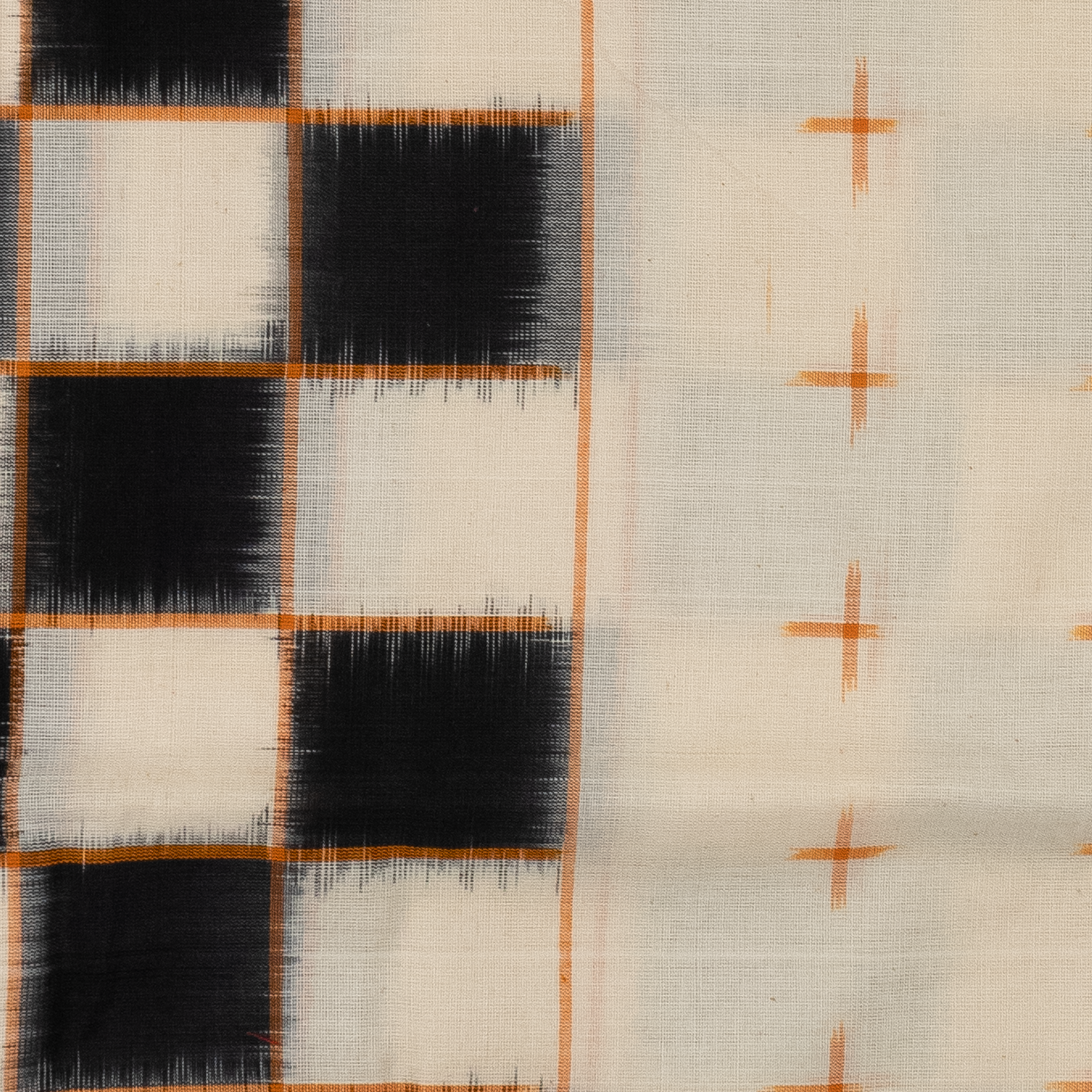 Ivory White & Mustard Yellow Geometric Telia Rumal Double Ikat Cotton Dupatta