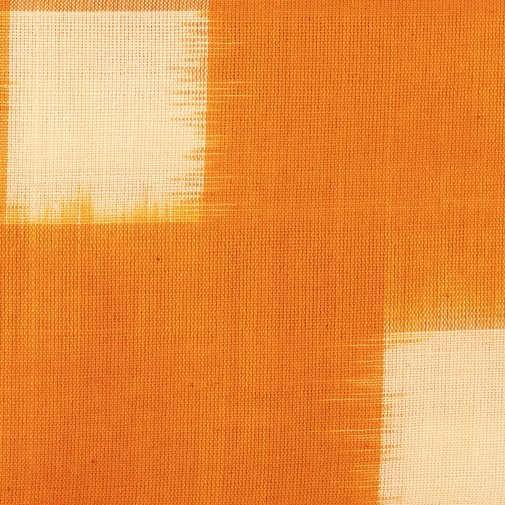Saffron Orange & Jet Black Grid Geometric Pochampally Single Ikat Cotton Dupatta