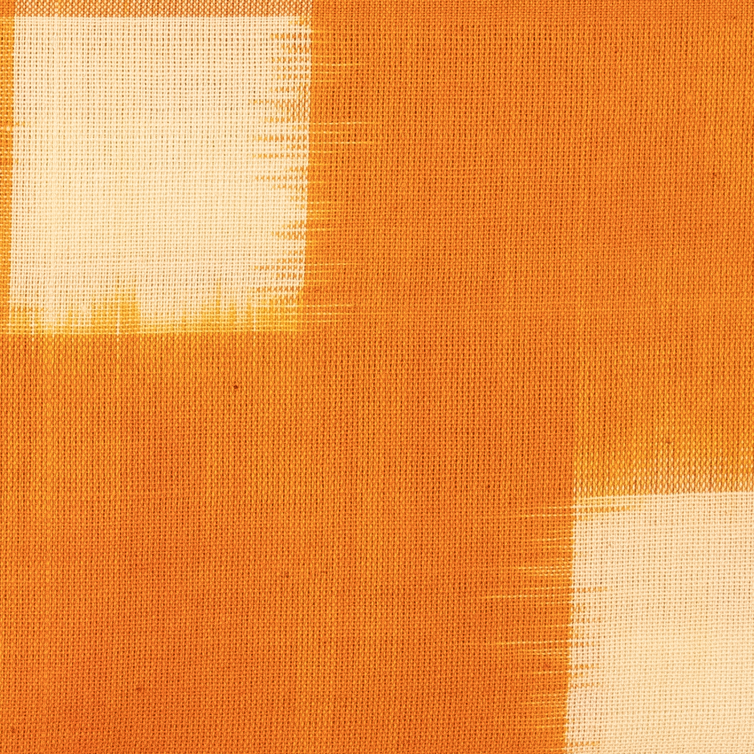 Saffron Orange & Jet Black Grid Geometric Pochampally Single Ikat Cotton Dupatta