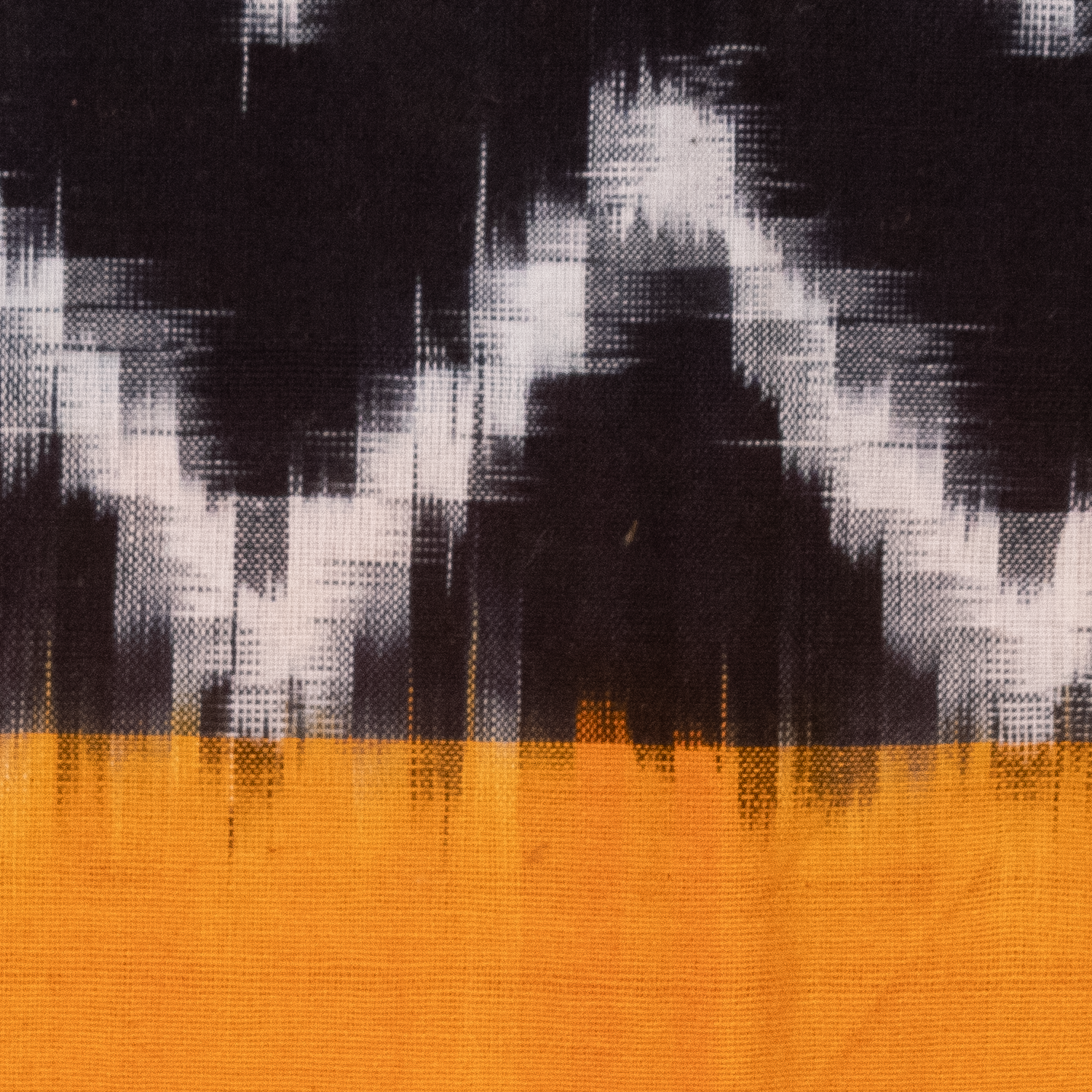 Ochre Yellow & Jet Black Chevron Pochampally Single Ikat Cotton Dupatta