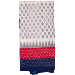 White Cotton Pochampally Handloom Dupatta