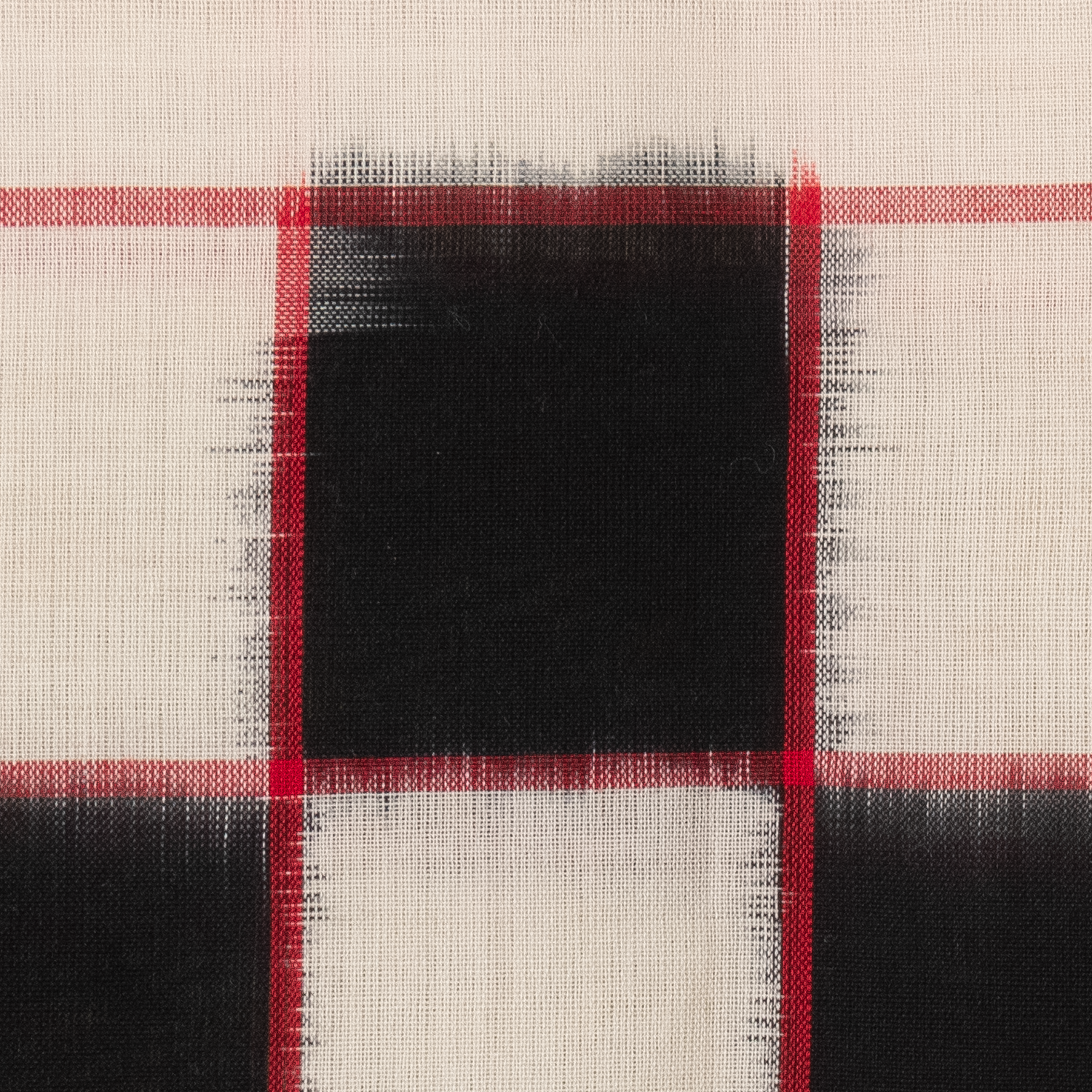 Crimson Red & Jet Black Checkerboard Bichitrapuri Double Ikat Cotton Dupatta
