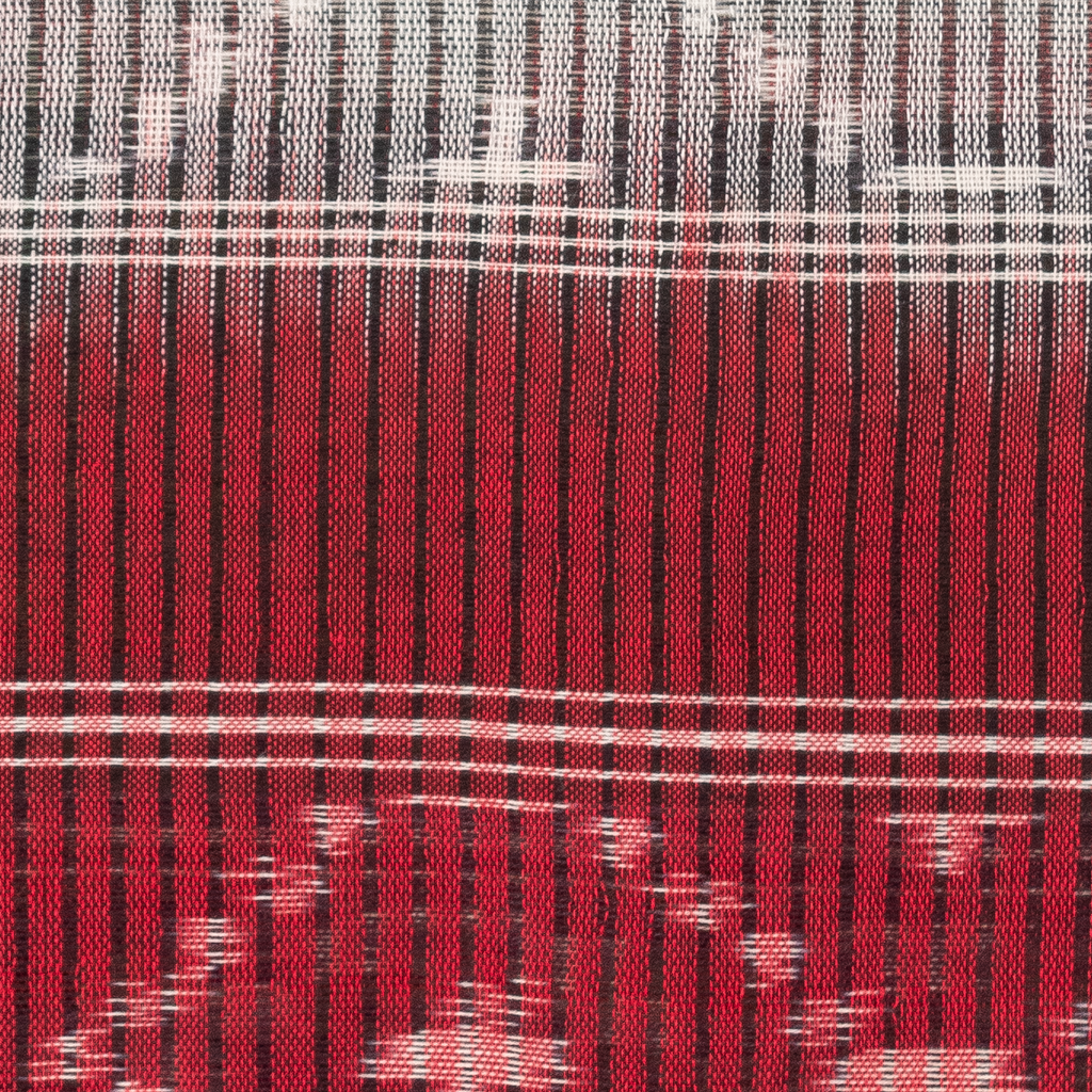 Off White & Maroon Red Geometric Floral Sambalpuri Single Ikat Cotton Dupatta