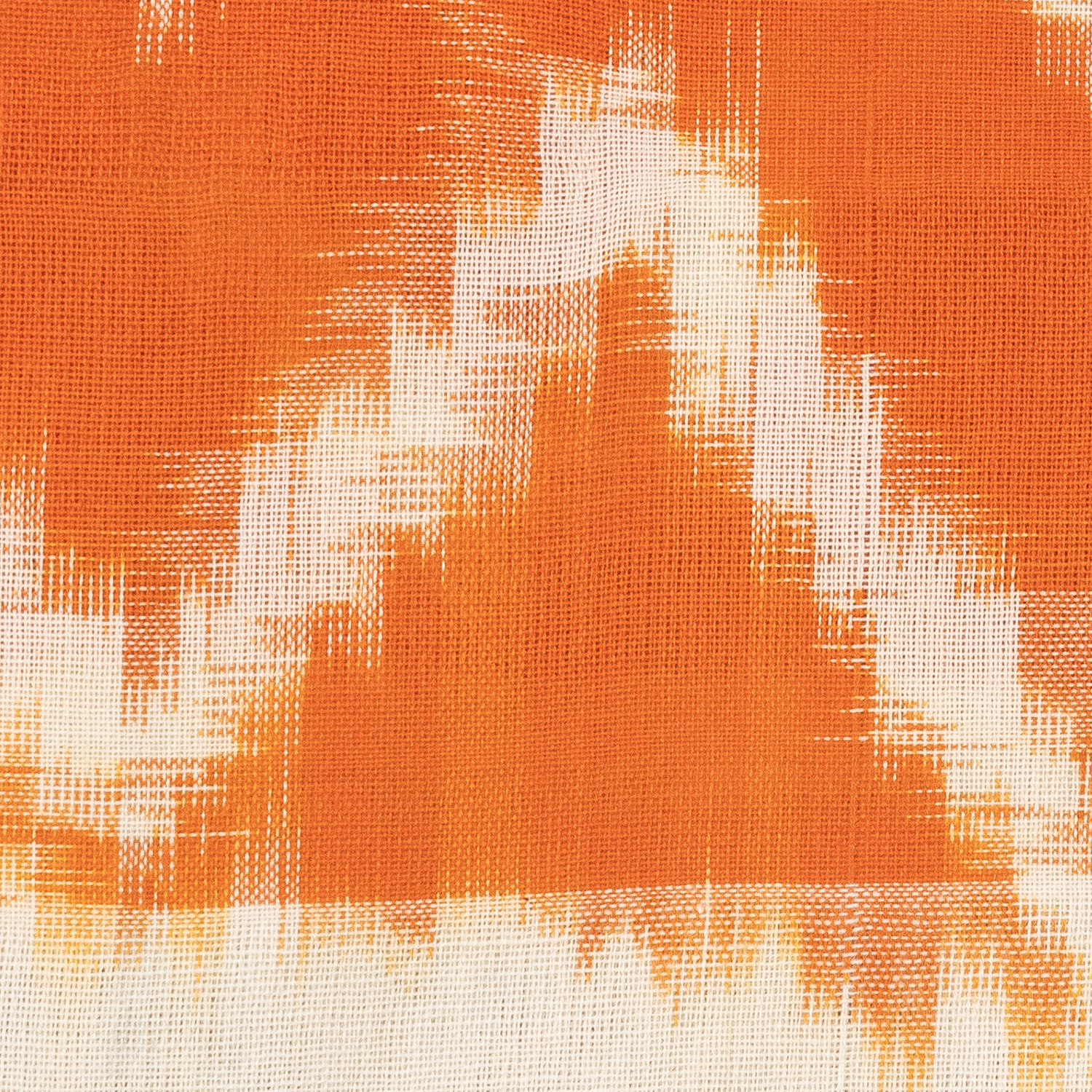 Ivory White & Rust Orange Zigzag Pochampally Single Ikat Cotton Dupatta