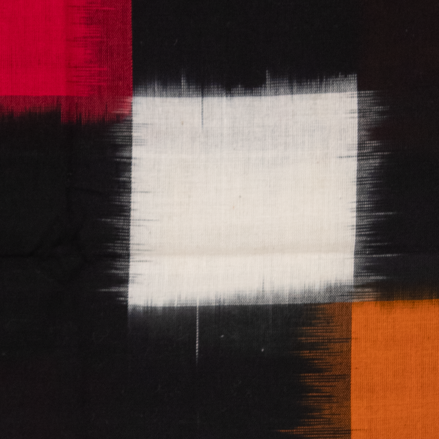 Jet Black & Madder Red Geometric Telia Rumal Double Ikat Cotton Dupatta