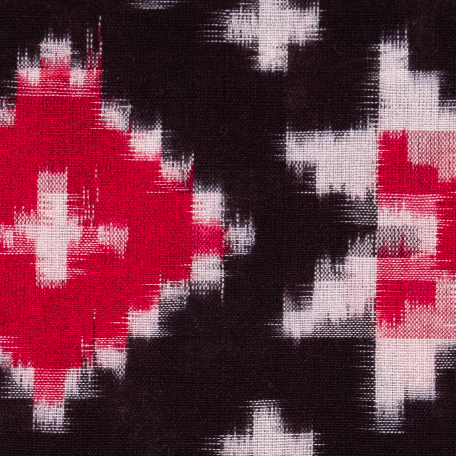 Crimson Red & Raven Black Geometric Telia Rumal Double Ikat Cotton Dupatta