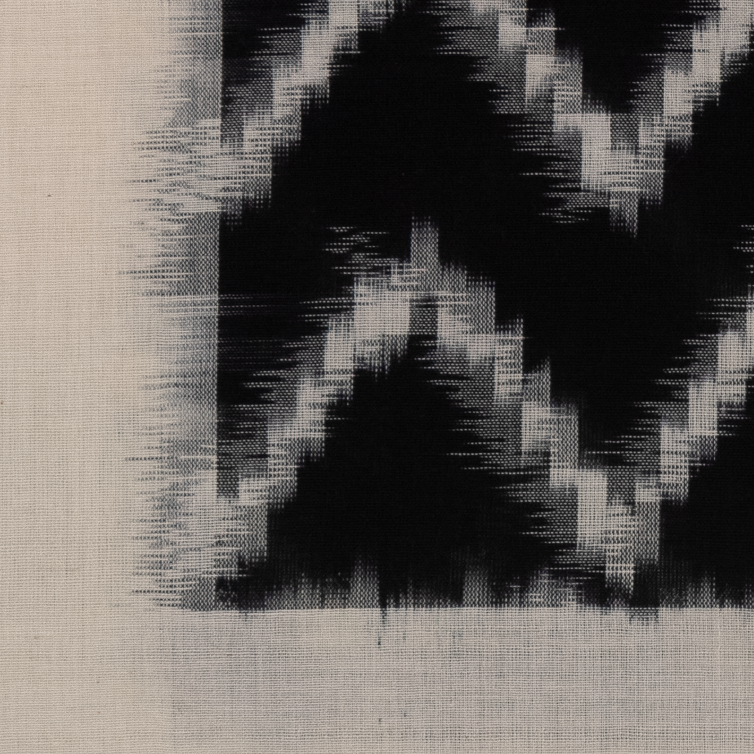 Off-White & Coal Black Zigzag Chevron Pochampally Single Ikat Cotton Dupatta