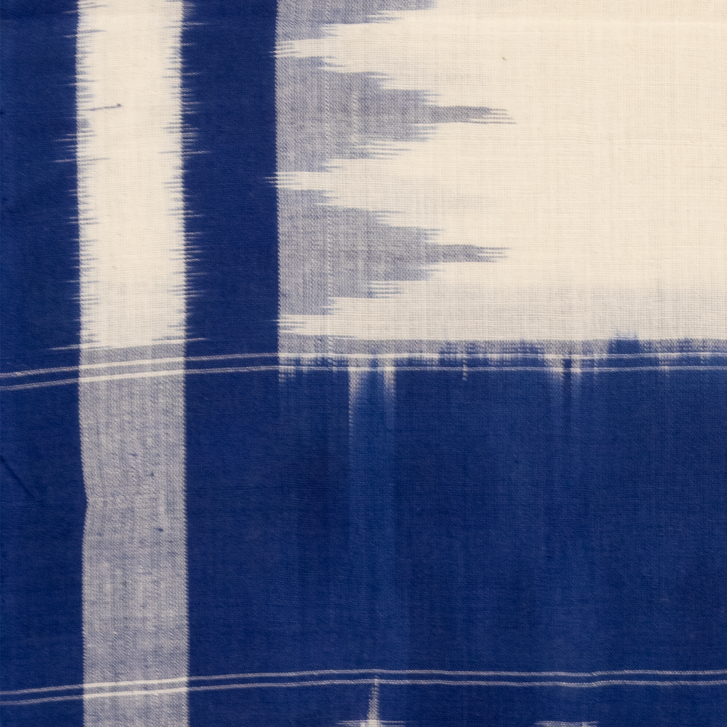 Ivory White & Indigo Blue Geometric Sambalpuri Single Ikat Cotton Dupatta