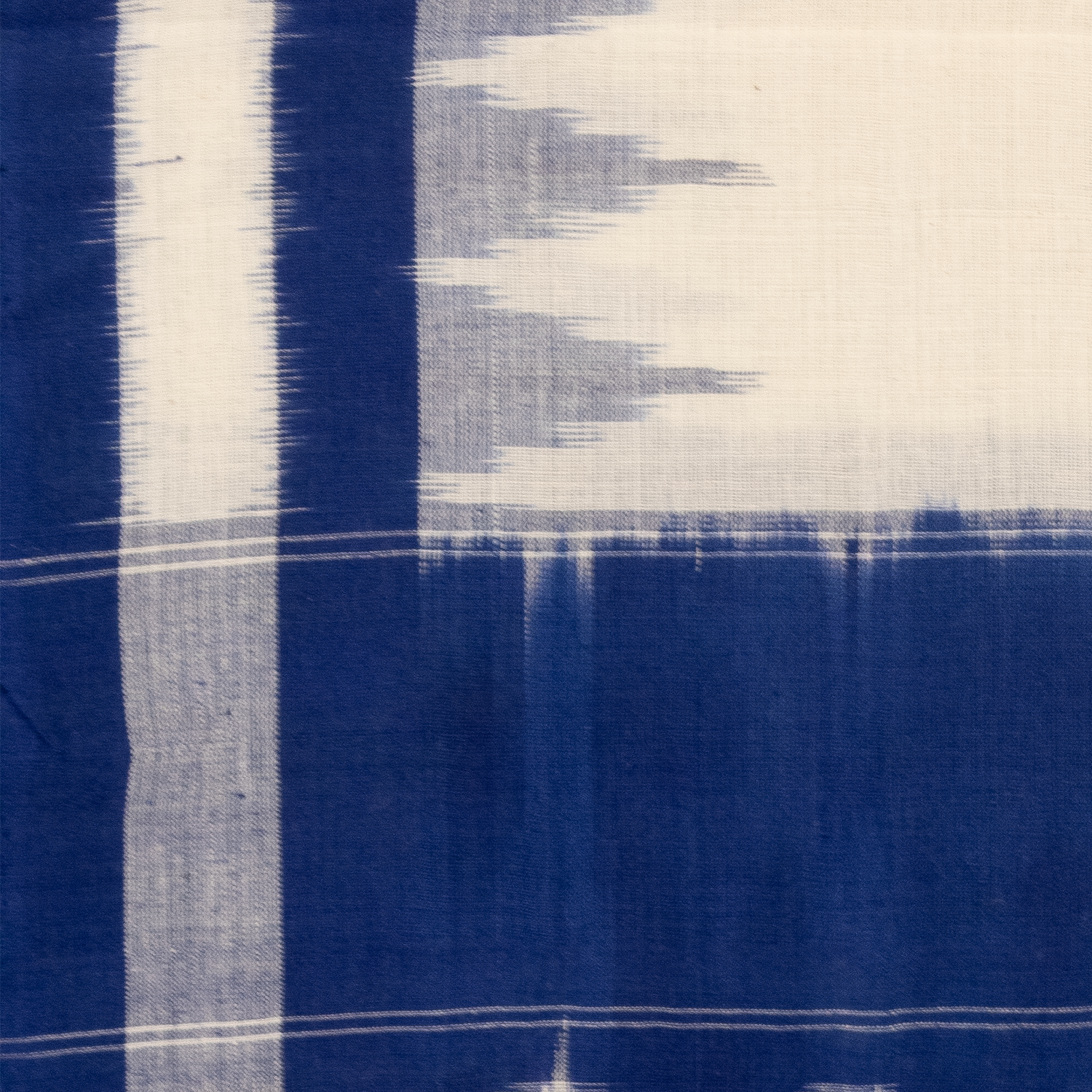 Ivory White & Indigo Blue Geometric Sambalpuri Single Ikat Cotton Dupatta