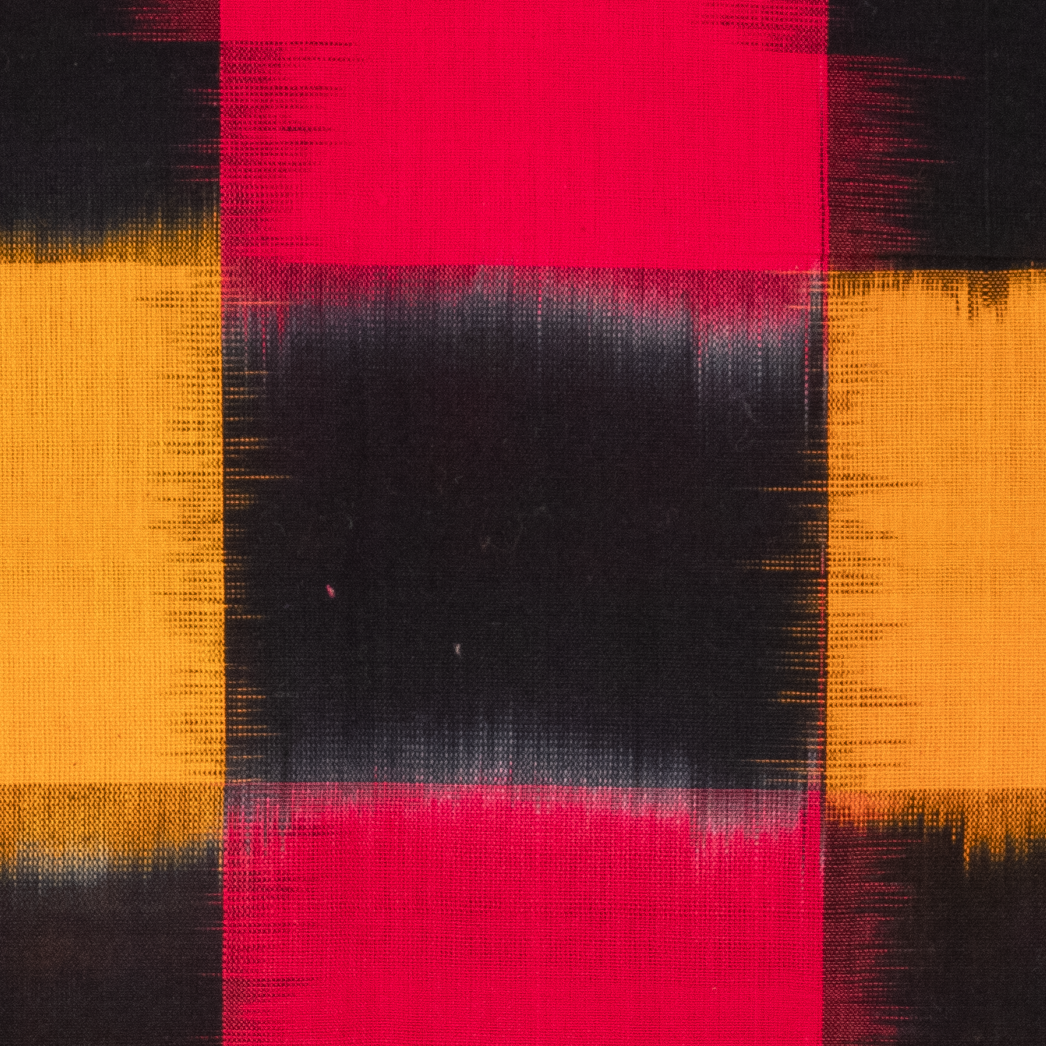 Jet Black & Madder Red Geometric Telia Rumal Double Ikat Cotton Dupatta