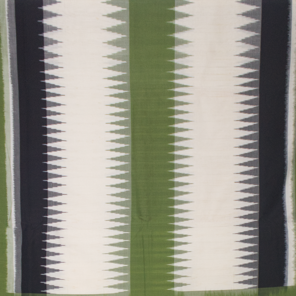 Moss Green & Charcoal Black Temple Sambalpuri Single Ikat Cotton Saree