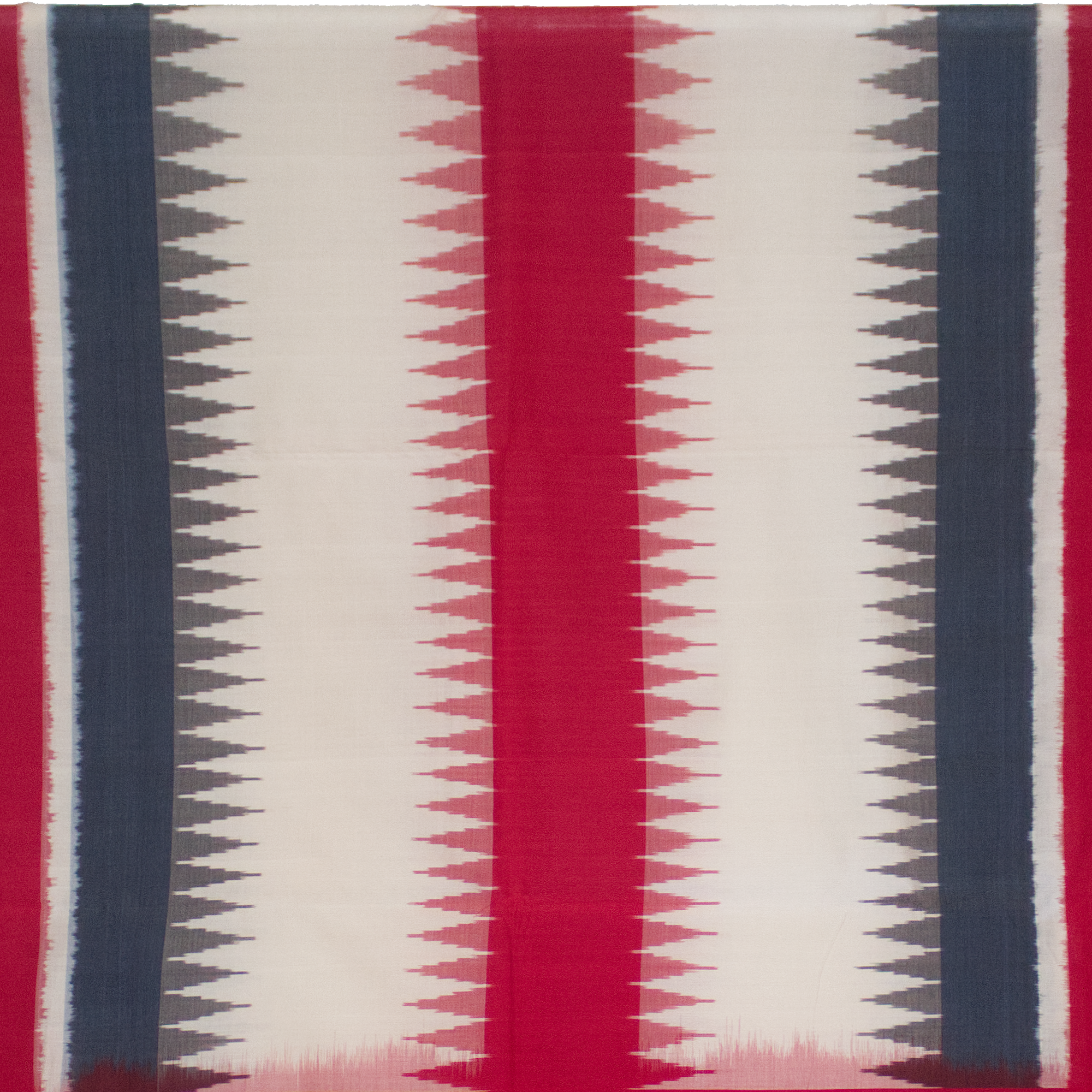 Crimson Red & Off-White Geometric Striped Sambalpuri Single Ikat Cotton Saree