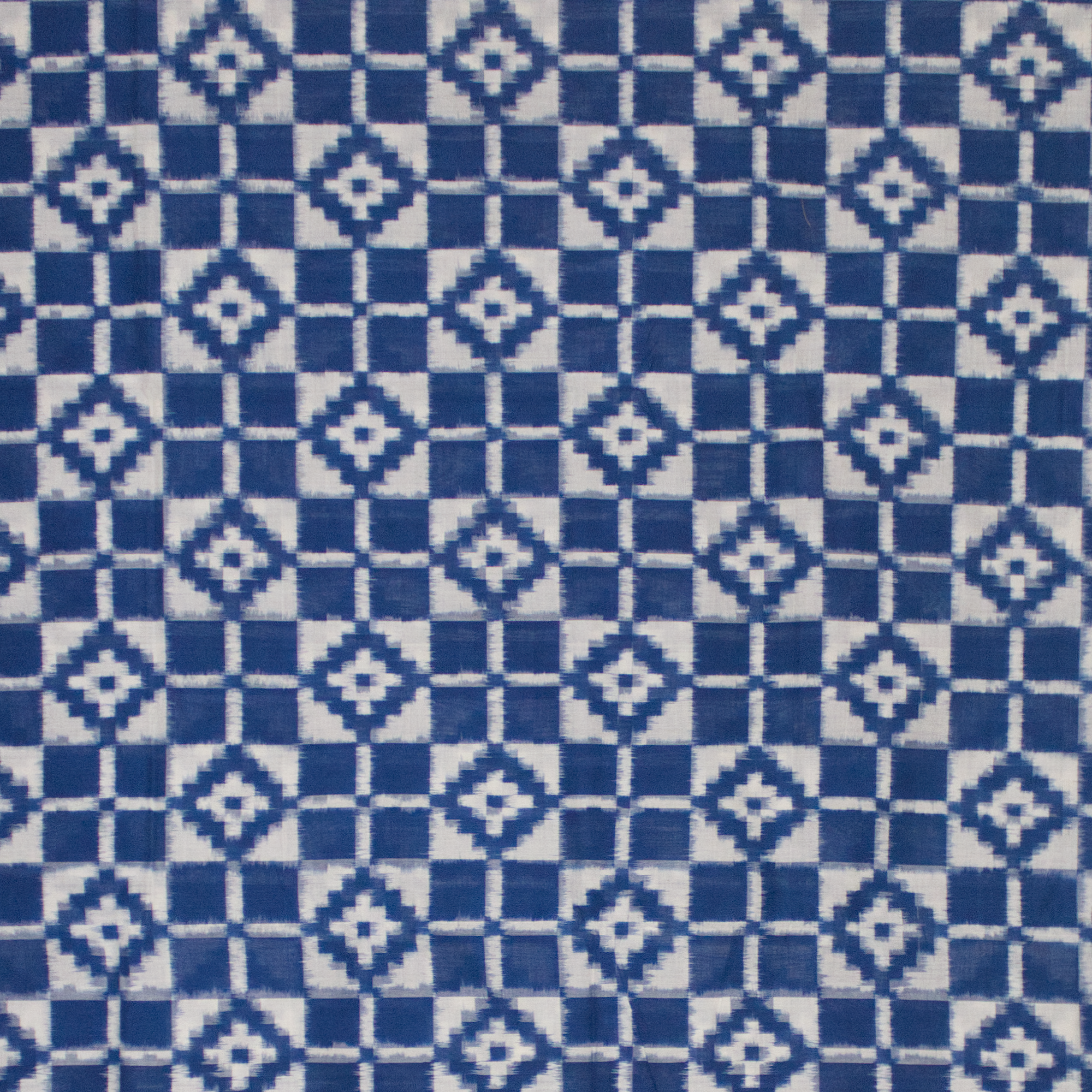 Ethnica Indigo Blue & White Diamond Ikat Handloom Fabric