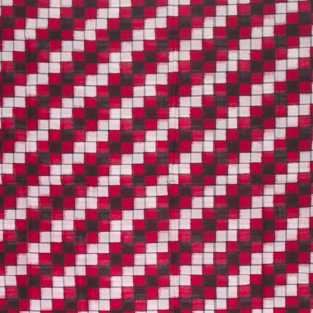 Ethnica Red & Black Checkered Ikat Handloom Saree