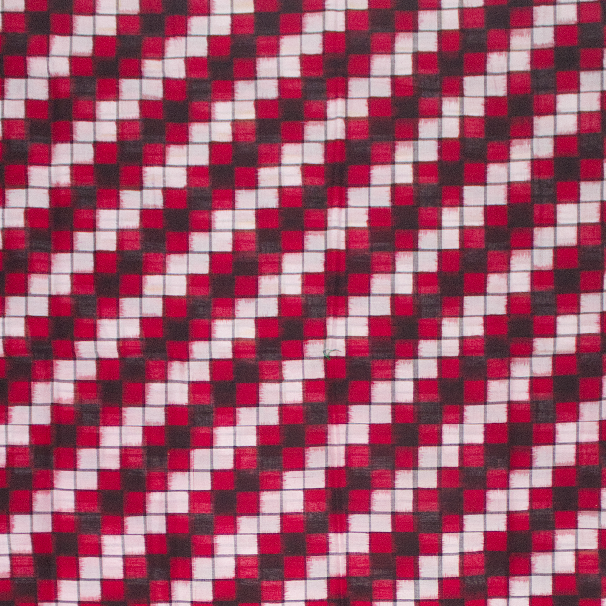 Ethnica Red & Black Checkered Ikat Handloom Saree