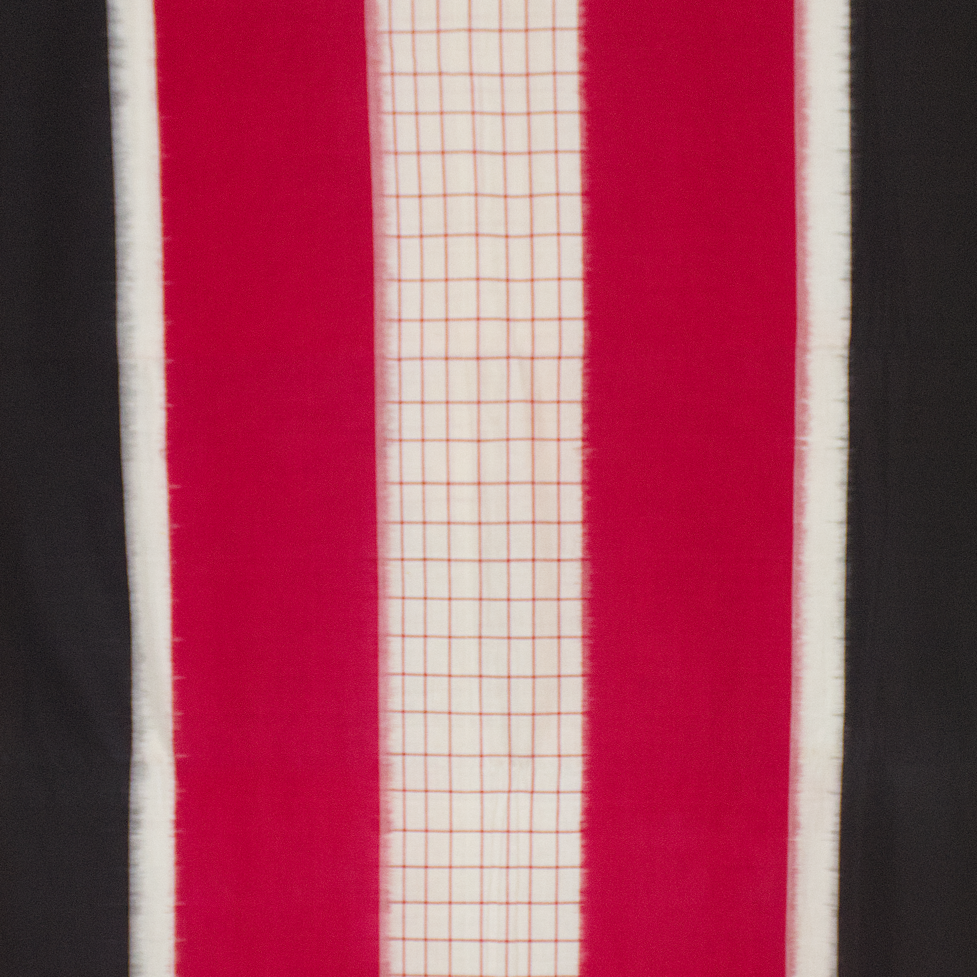 Crimson Red & Jet Black Geometric Grid Telia Rumal Double Ikat Cotton Saree