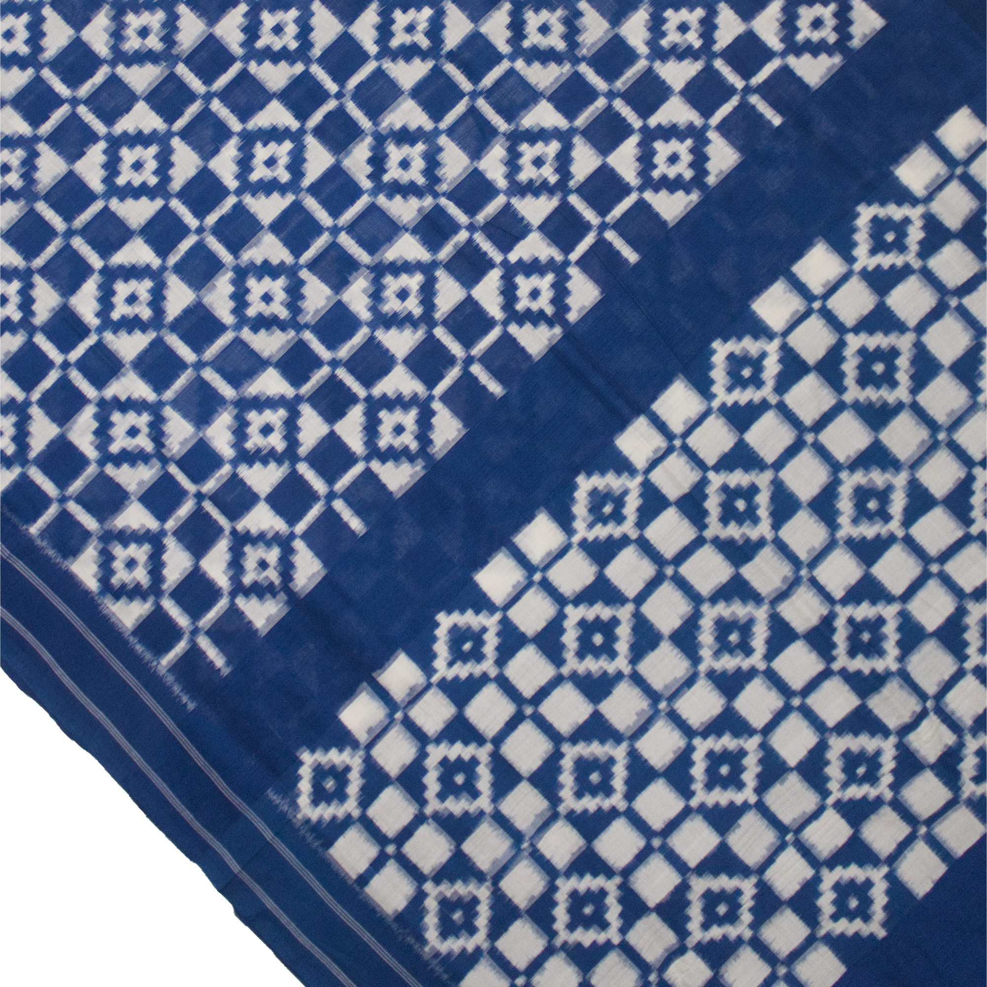 Ethnica Indigo Blue & White Diamond Ikat Handloom Fabric