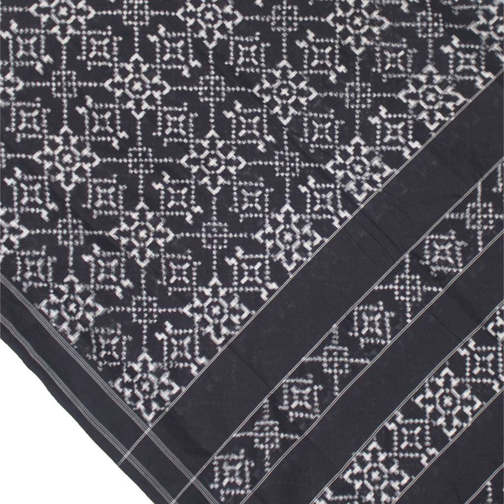 Ethnica Handloom Black & White Ikat Saree