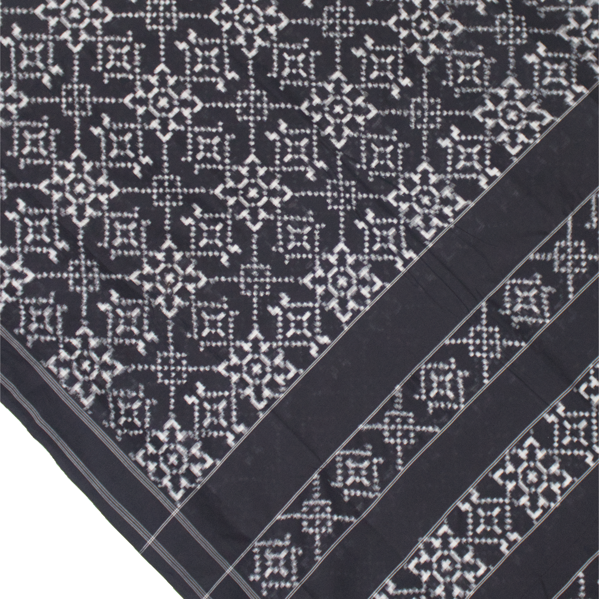 Ethnica Handloom Black & White Ikat Saree