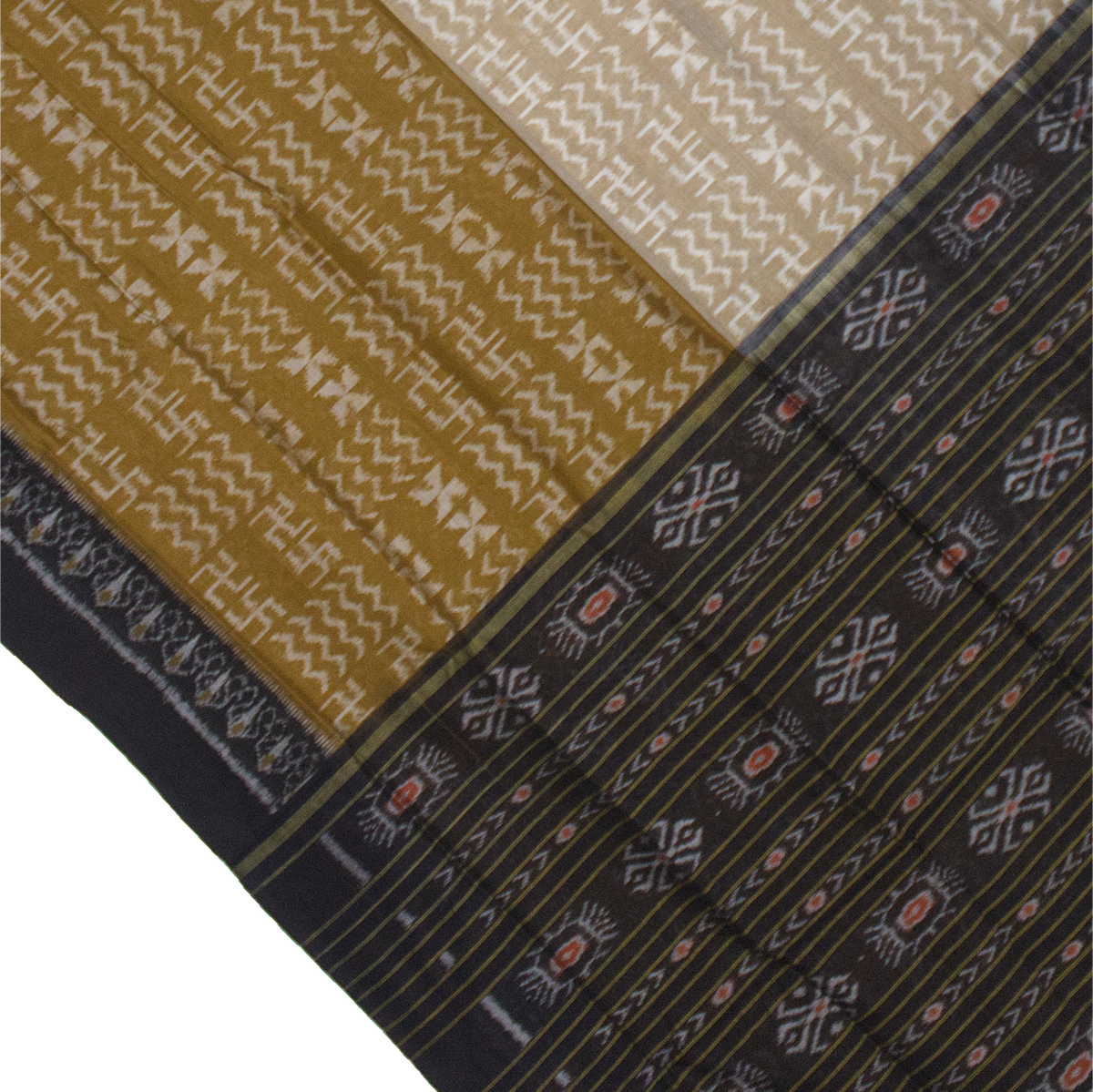 Green  Handloom Cotton Sambalpuri Saree.