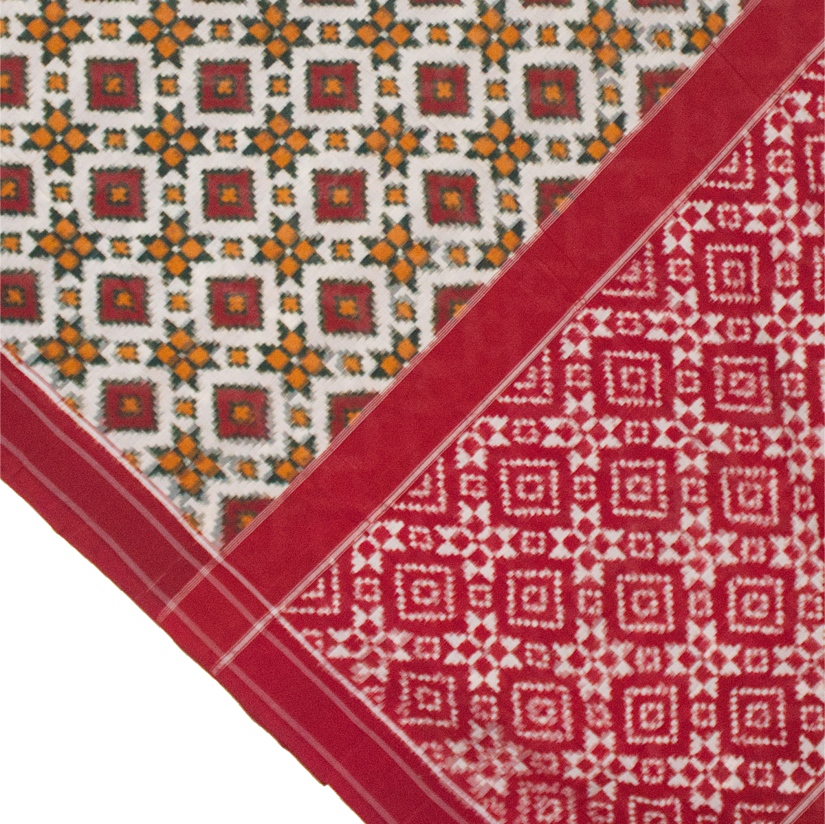 Red Handloom Cotton Pochampally Saree.