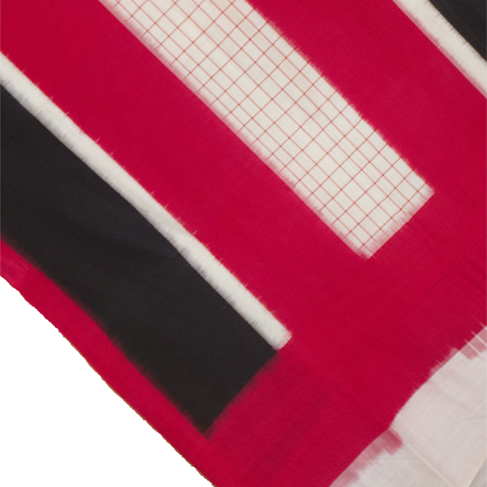 Crimson Red & Jet Black Geometric Grid Telia Rumal Double Ikat Cotton Saree