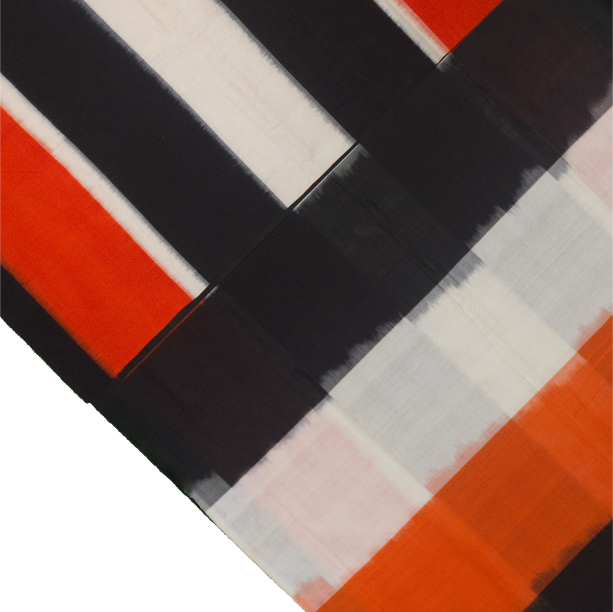 Orange Black Handloom Cotton Pochampally Saree