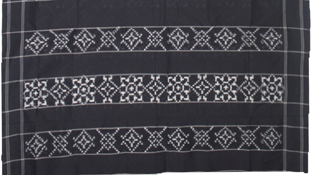 Ethnica Handloom Black & White Ikat Saree