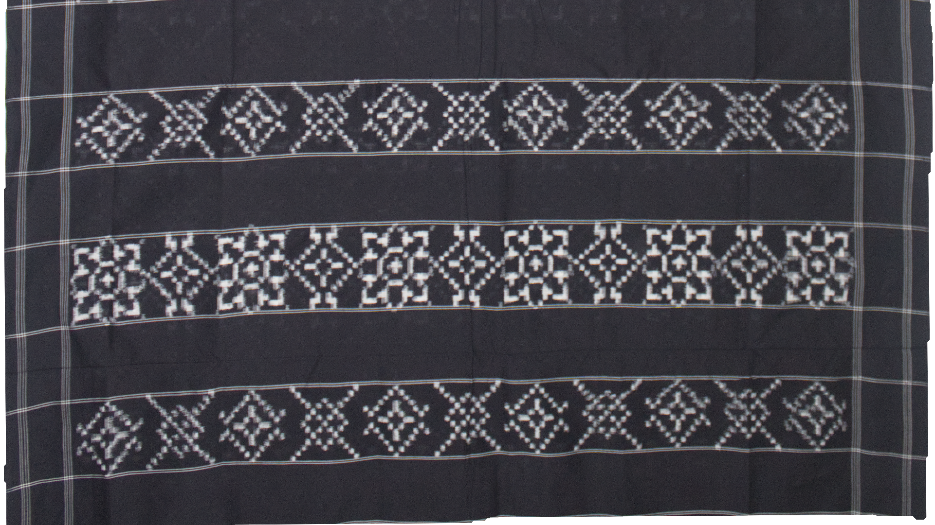 Ethnica Handloom Black & White Ikat Saree