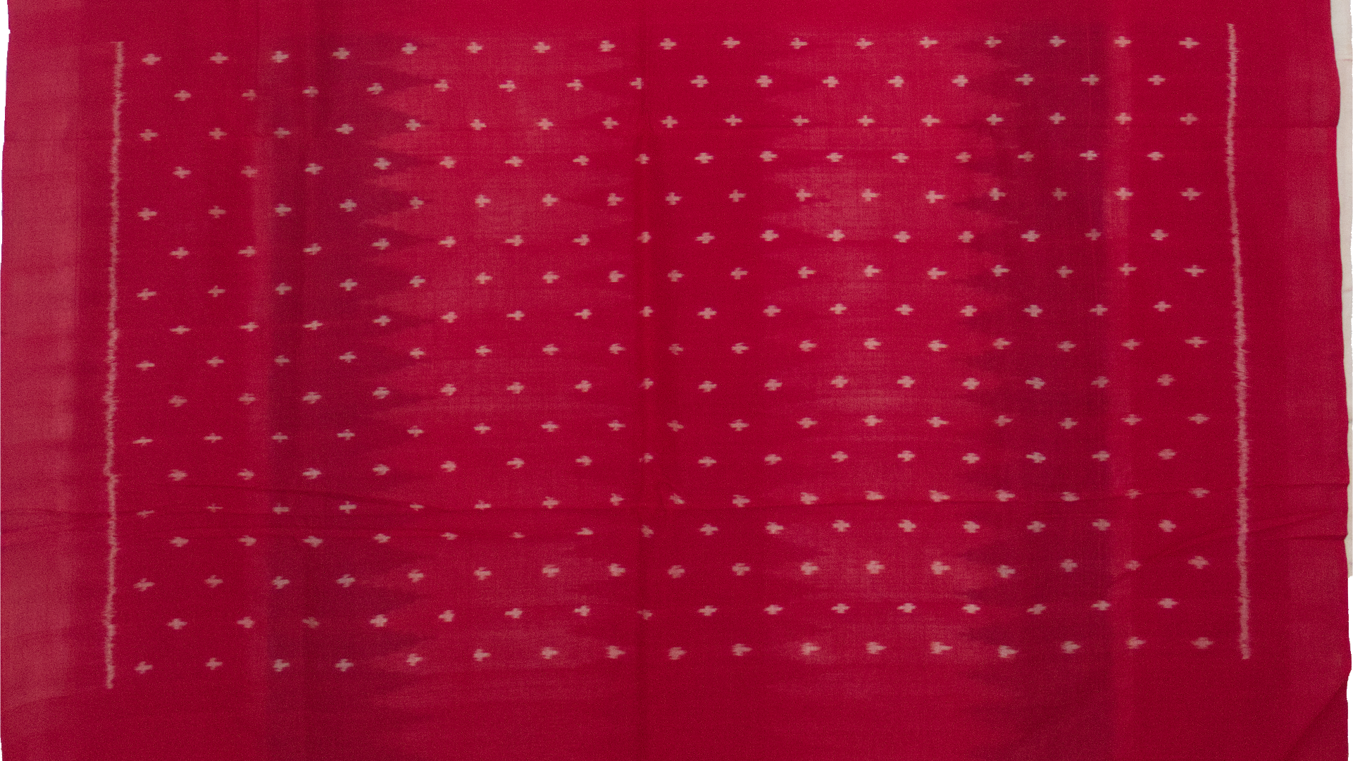 Crimson Red & Off-White Geometric Striped Sambalpuri Single Ikat Cotton Saree