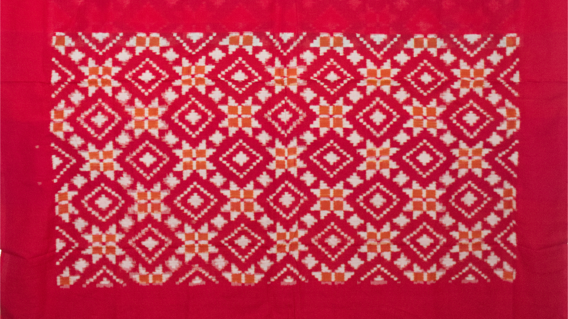 Indigo Blue & Crimson Red Geometric Pochampally Double Ikat Cotton Saree