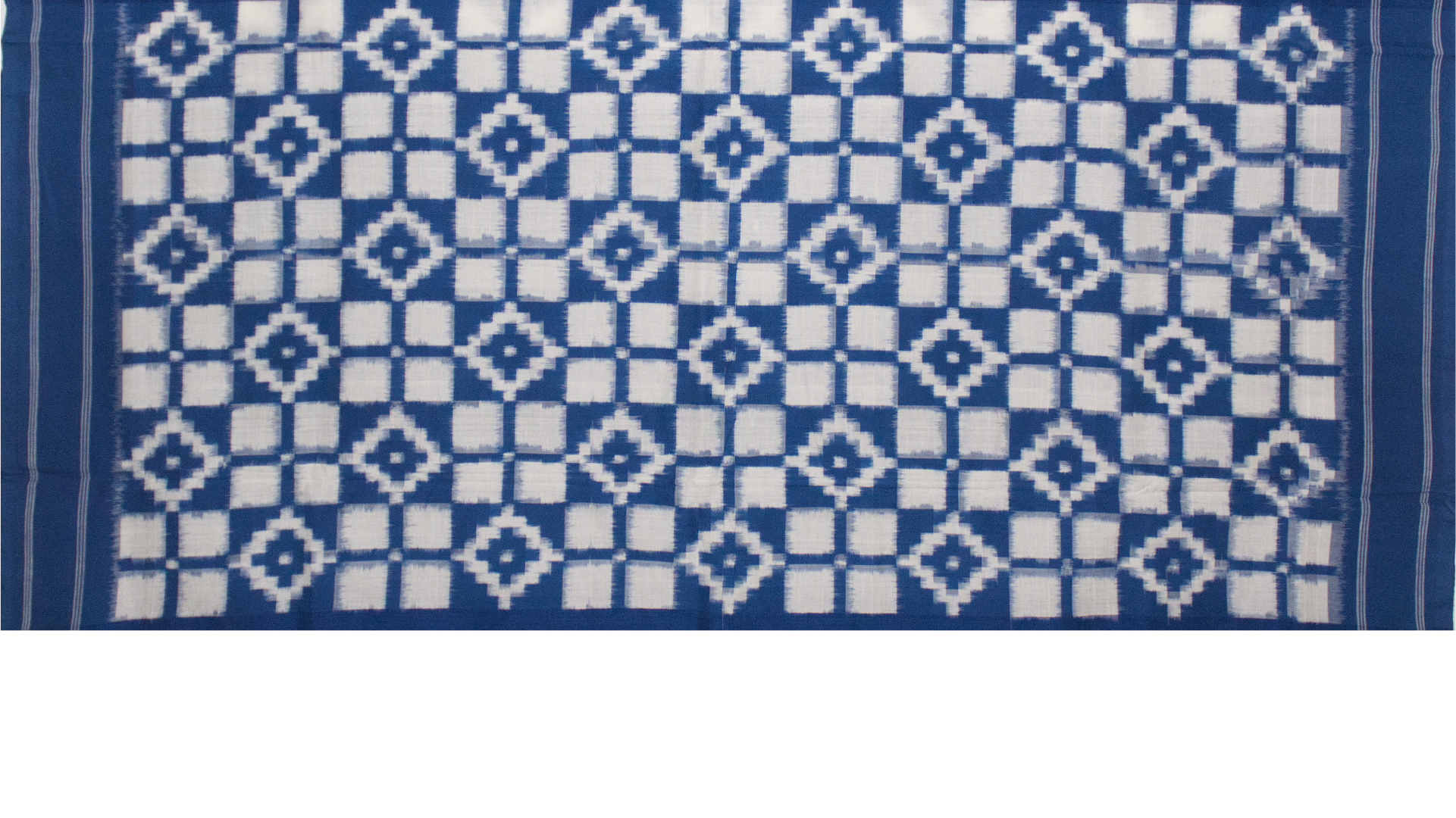 Ethnica Indigo Blue & White Diamond Ikat Handloom Fabric