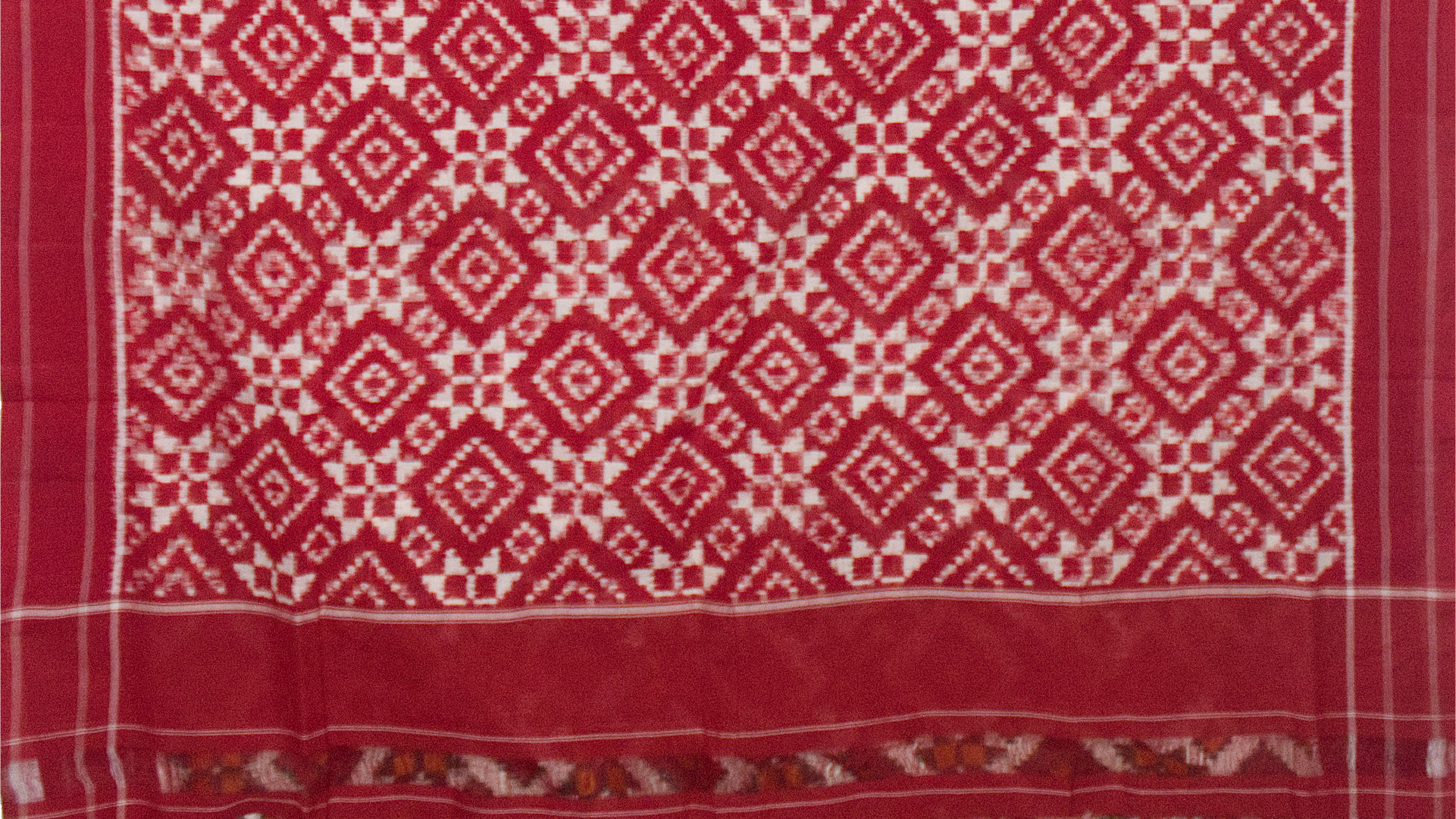 Red Handloom Cotton Pochampally Saree.