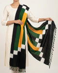 Black & Mustard Yellow Geometric Sambalpuri Single Ikat Cotton Dupatta