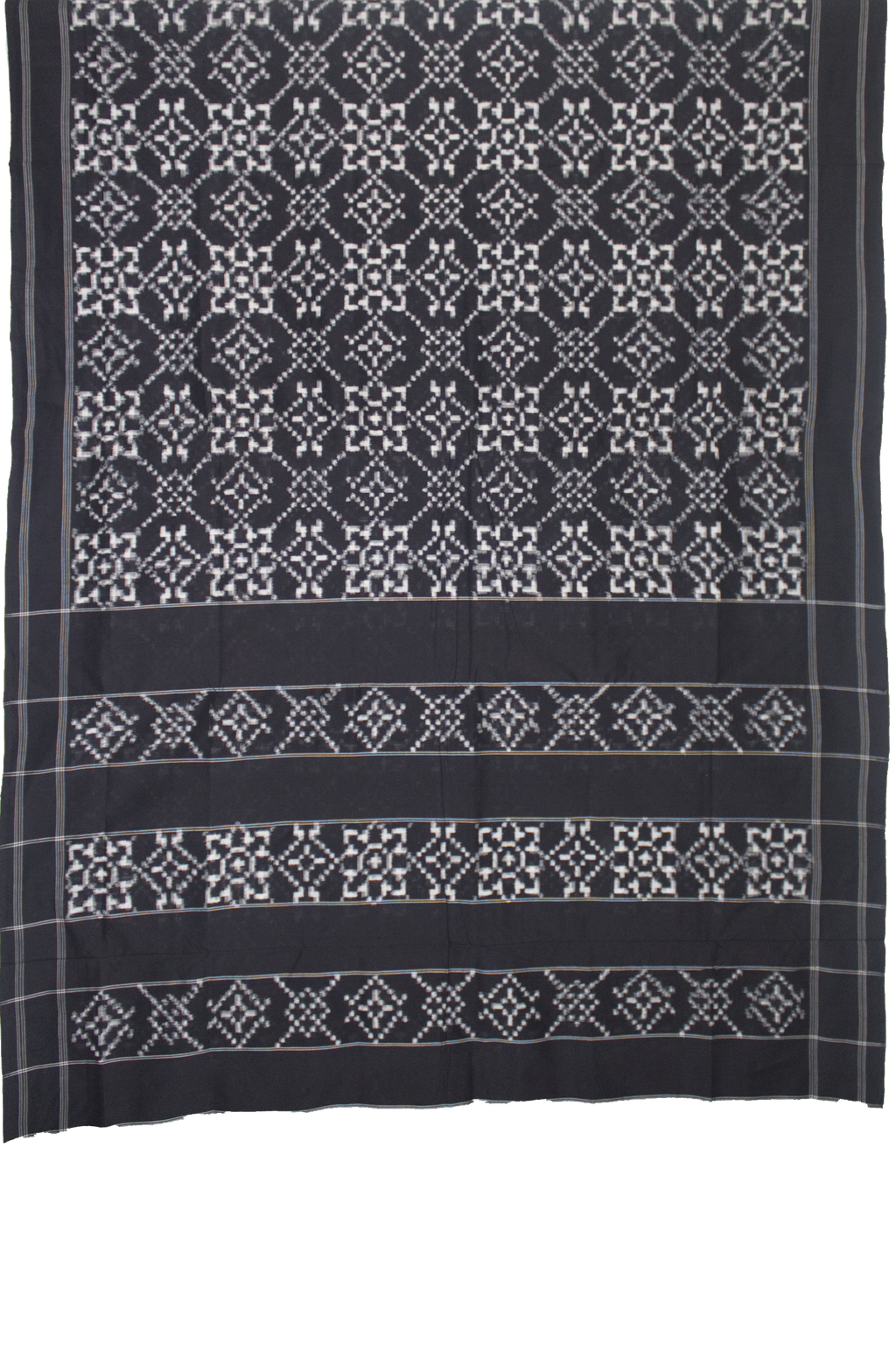 Ethnica Handloom Black & White Ikat Saree