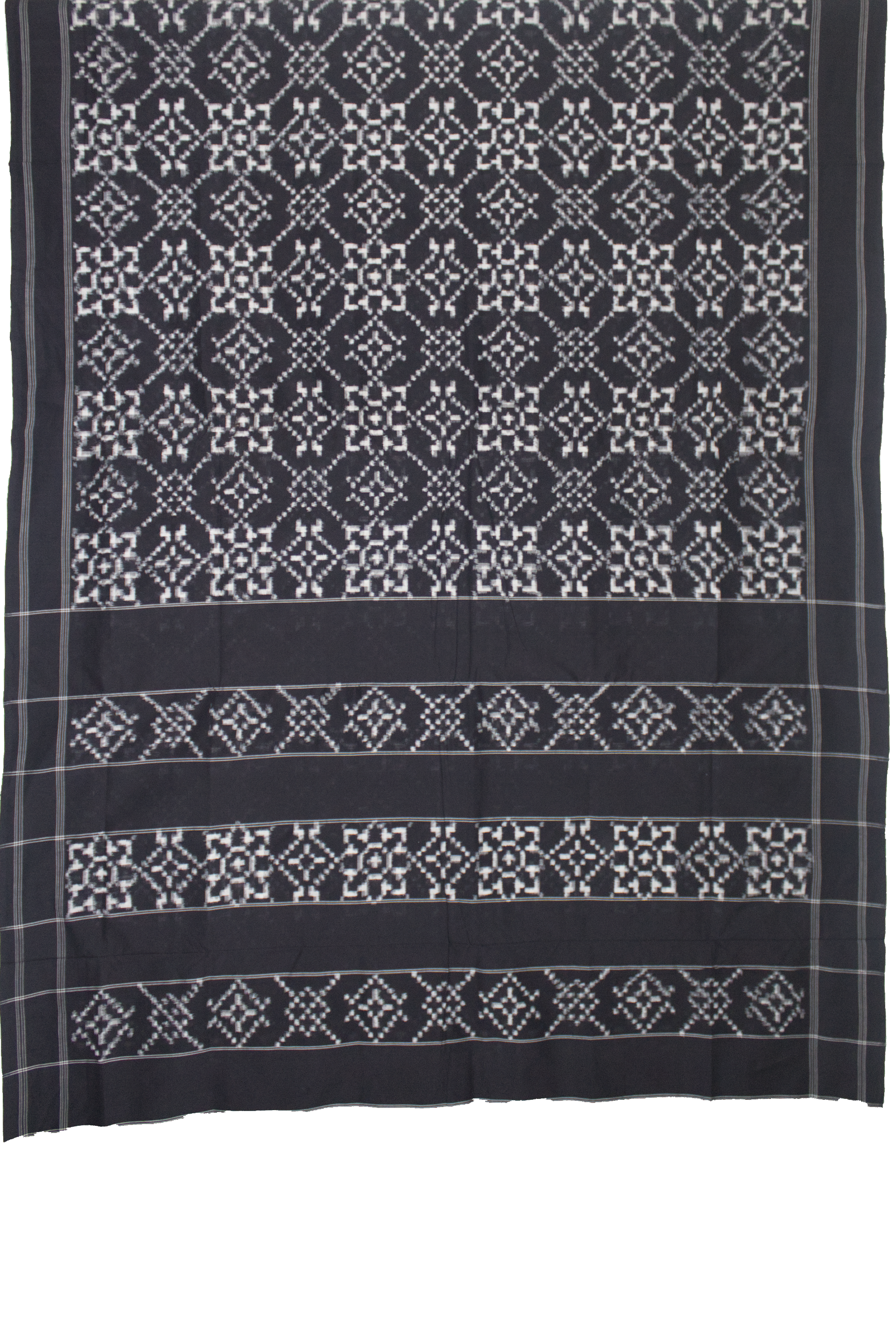 Ethnica Handloom Black & White Ikat Saree