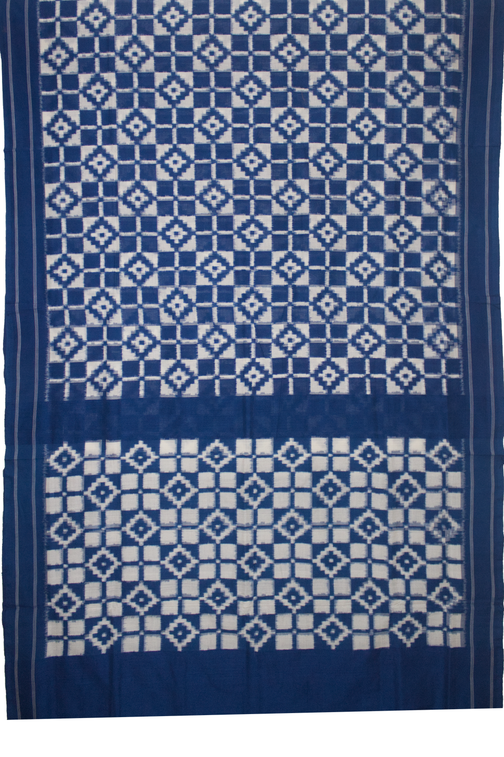 Ethnica Indigo Blue & White Diamond Ikat Handloom Fabric