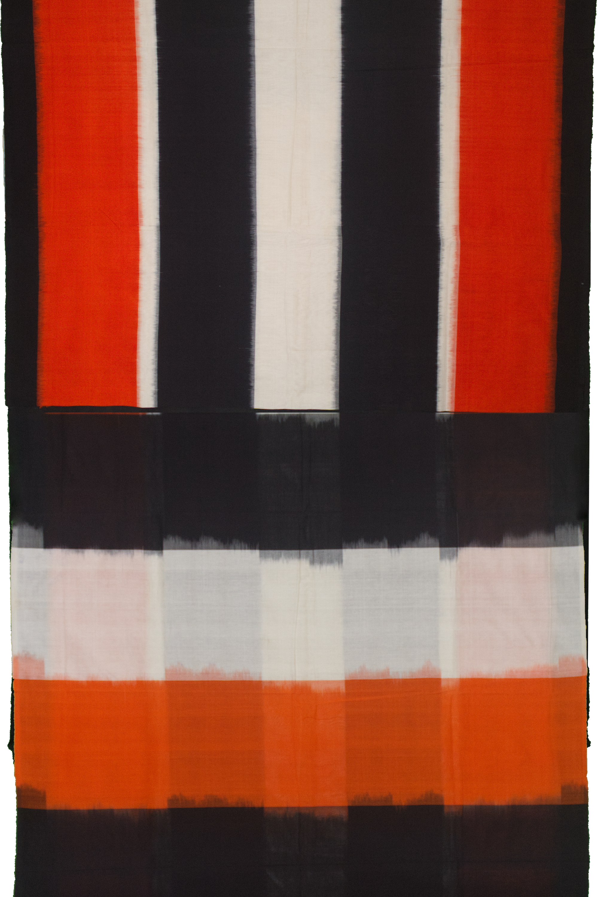 Orange Black Handloom Cotton Pochampally Saree