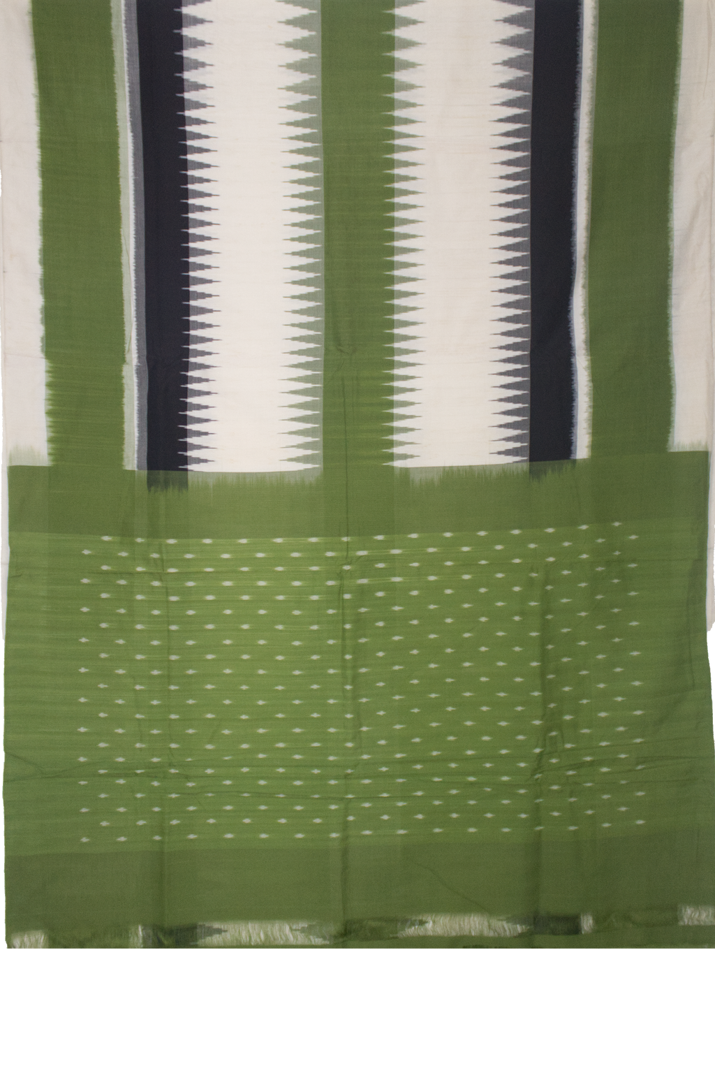 Moss Green & Charcoal Black Temple Sambalpuri Single Ikat Cotton Saree